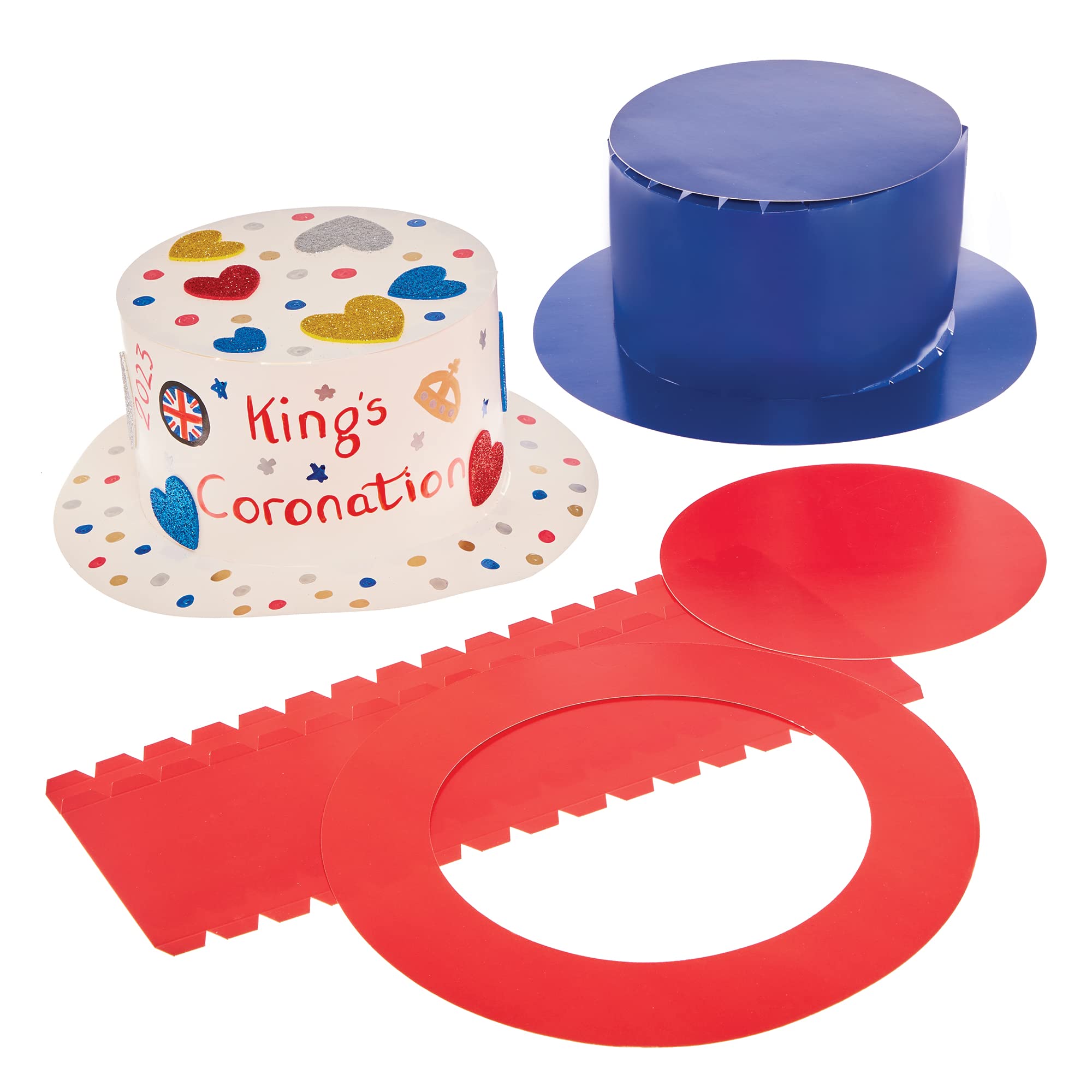 Baker Ross CN101 Red, White and Blue Top Hat Kits for VJ Day 80th Anniversary - Pack of 3, Party Hats for British Parties