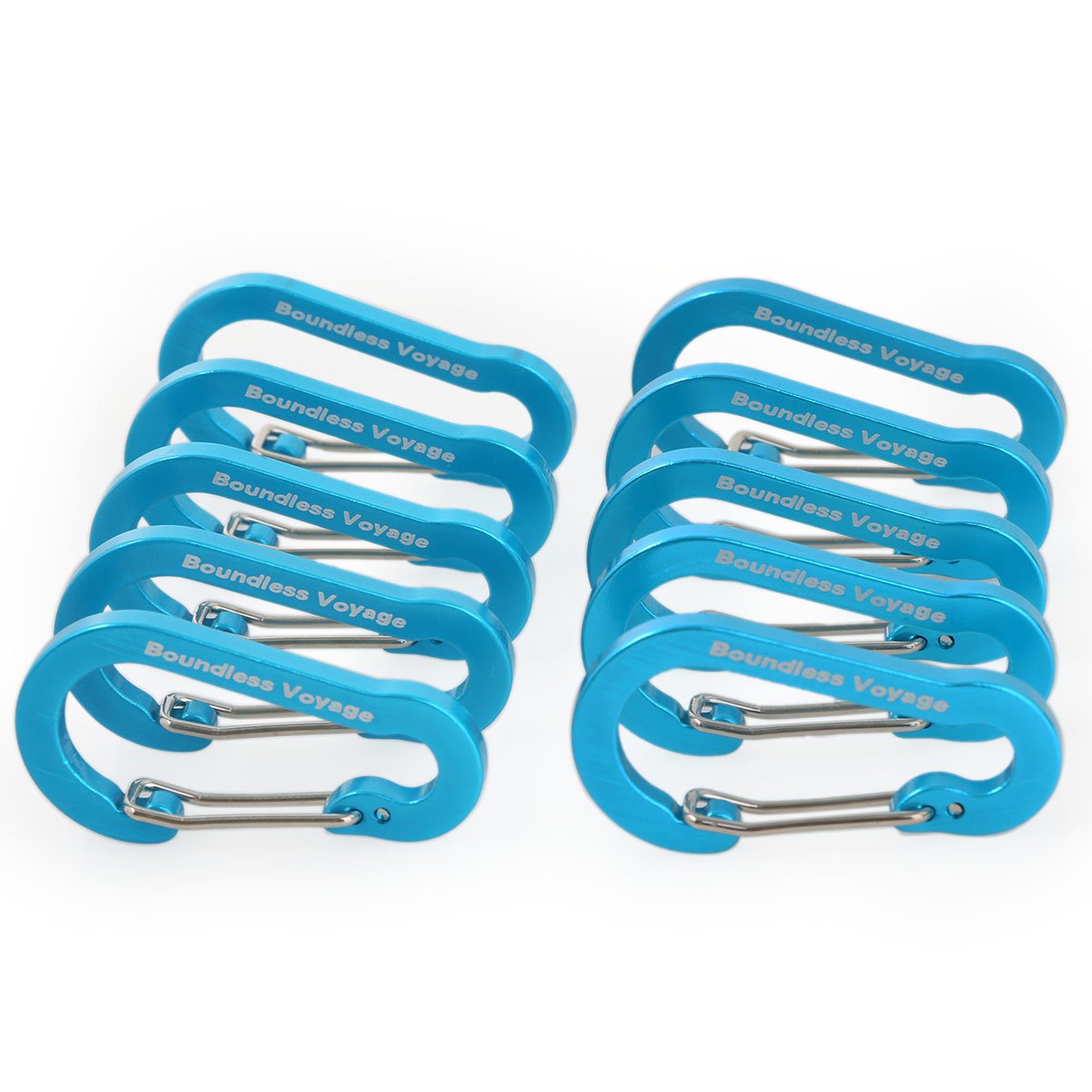 Boundless Voyage Unlocking Carabiner Aluminum Alloy Carabiner Clip Key Chain Hanging Hook for Camping Hiking (10/20 Packed)