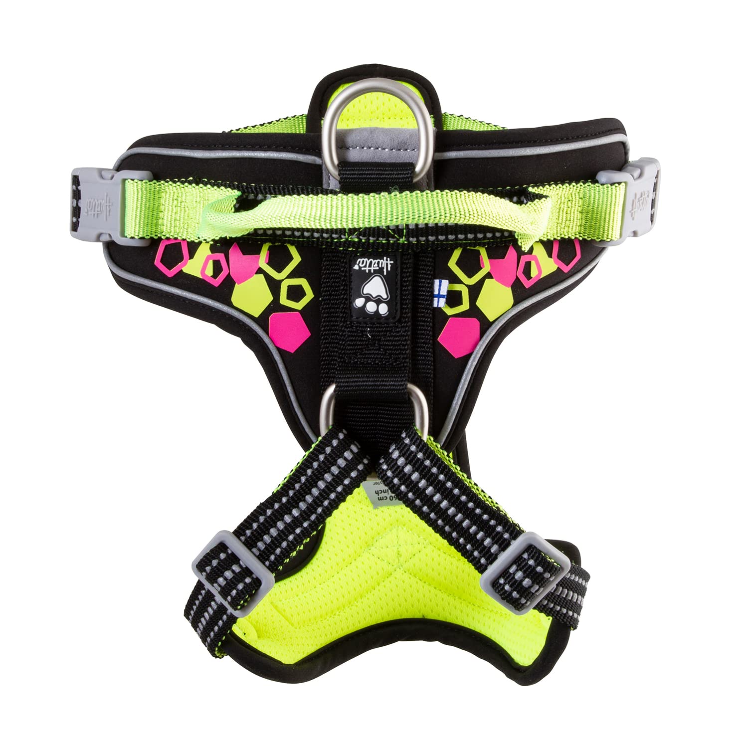 Hurtta Weekend Warrior Neon Hundegeschirr, Brustgeschirr für mittelgroße Hunde, Neon Lakritze, 60-80 cm