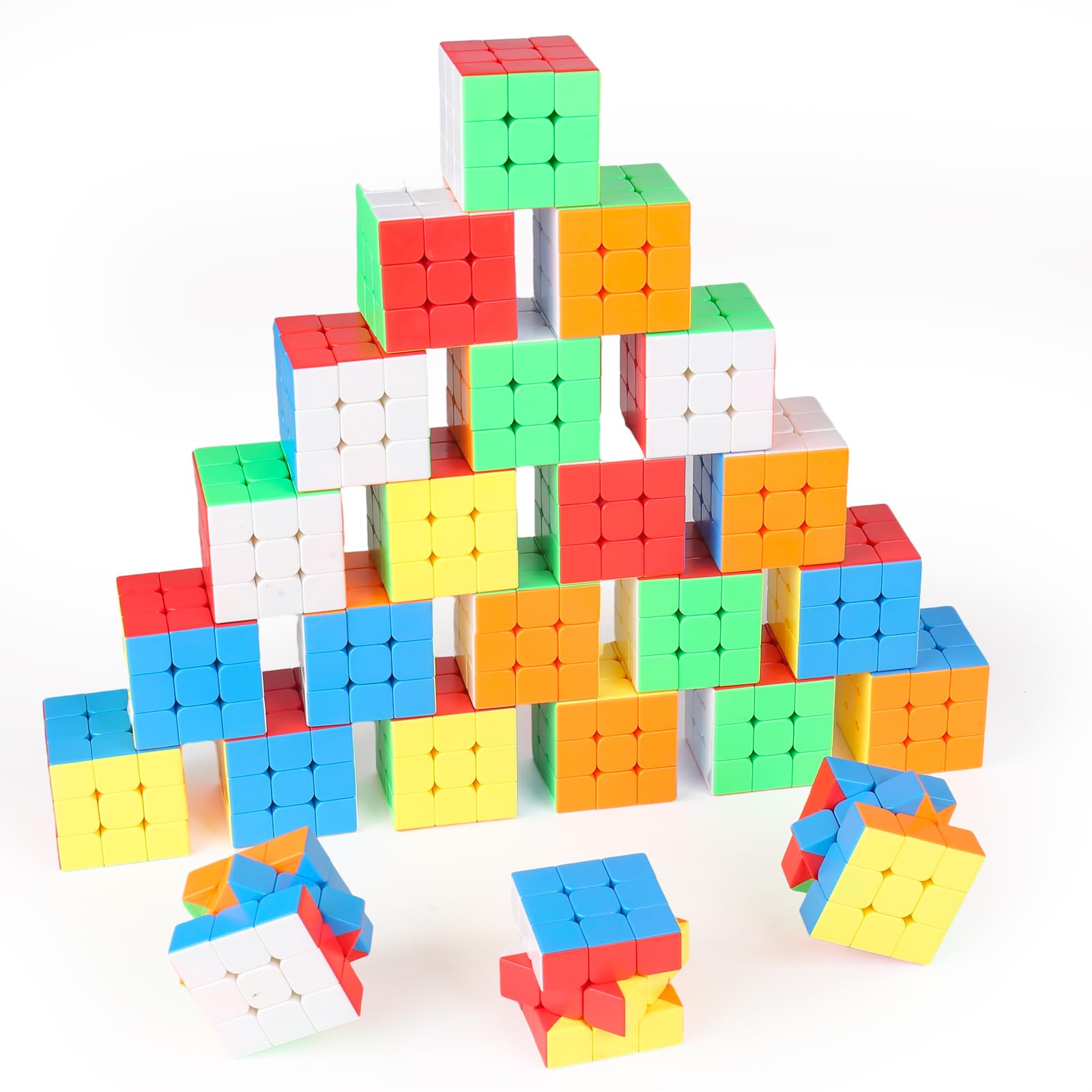 24 Pack Speed Cube 3x3 Set, Stickerless Cube 3X3, Party Favors for All Age, Puzzle Game Toys, Classroom prizes, School Rewards