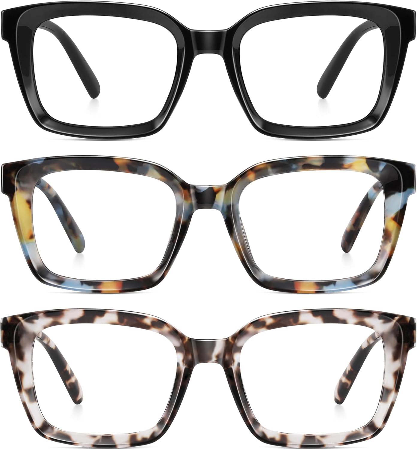 XVXV Reading Glasses for Women Men – Blue Light Blocking Readers Oversize Oprah Square Anti Glare/Eyestrain Spring Hinge