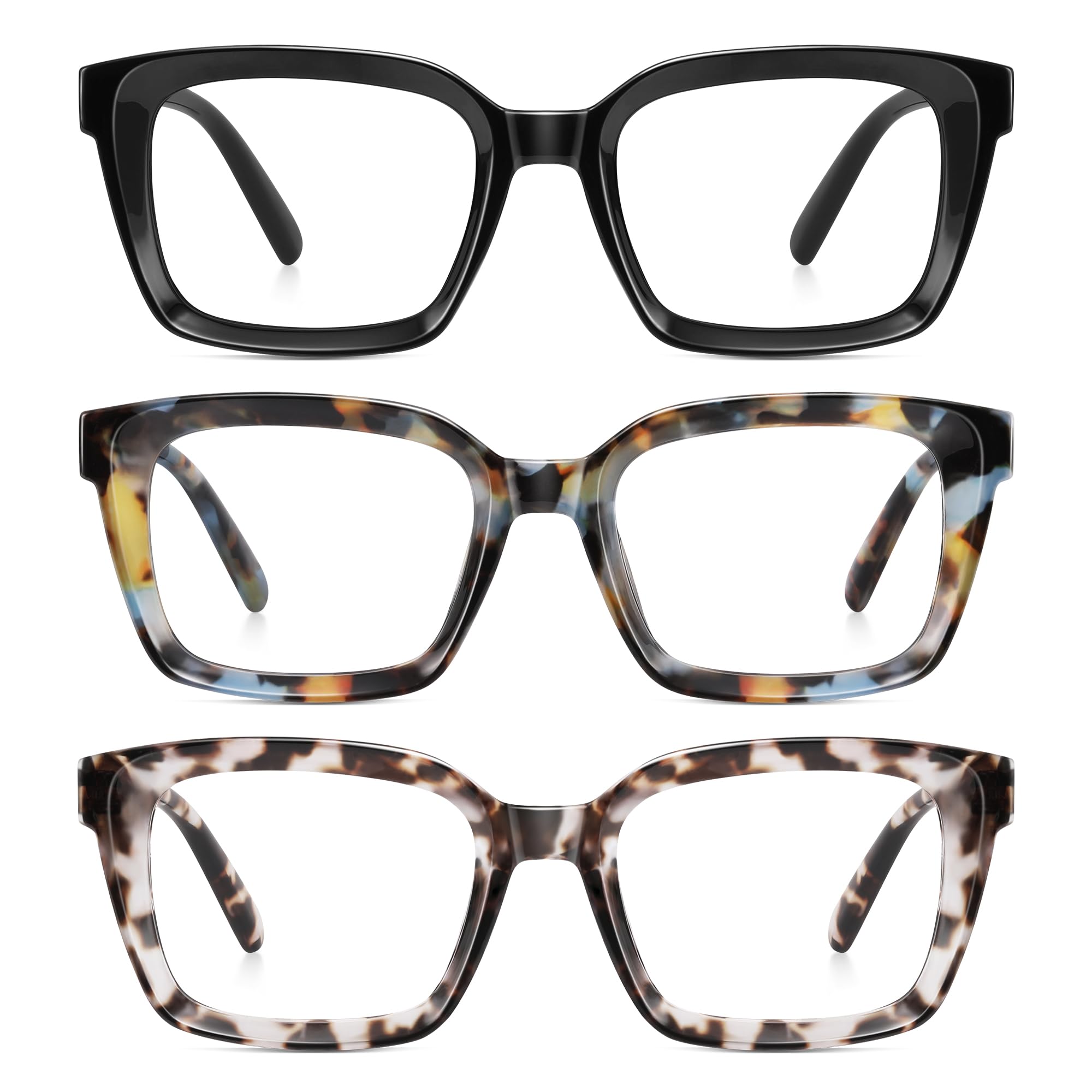 XVXV Lesebrille für Damen, Herren, blaues Licht, Blockierer, Übergröße, quadratisch, Anti-Glare, Eyestrain, Federring