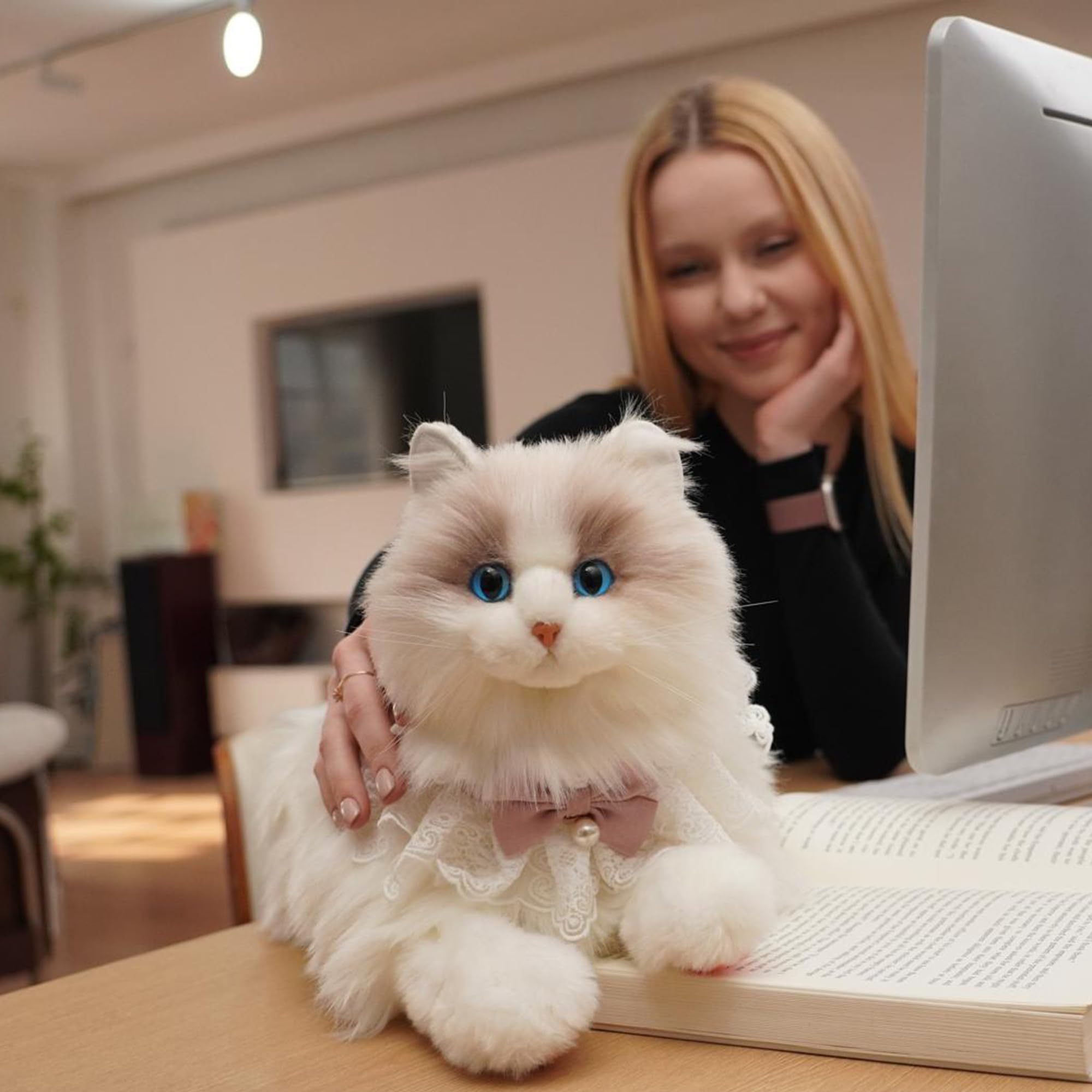 Photo 1 of Chongker 24.8" Interactive Robot Cat Plush Stuffed Animal Interactive Pet with Touch Control, Kitten Electronic Pet Robotic Kitty Toy (Interactive Cat 1.1)