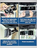 Vista 3 de JOYTUTUS Espejo retrovisor, universal de 11.81 pulgadas, accesorios panorámicos de retrovisor con diamantes de imitación brillantes, borde