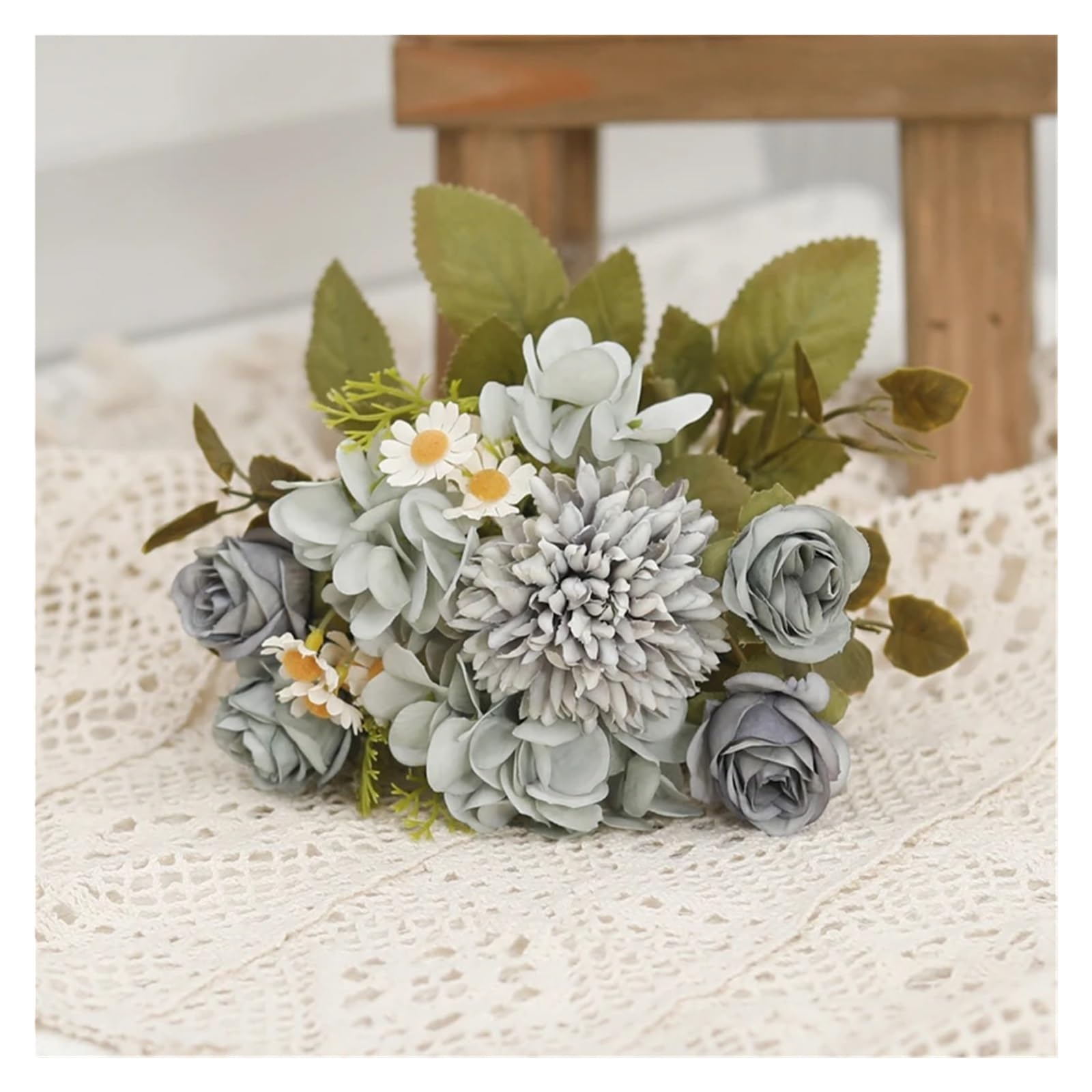 FonHNDG Artificial Flower Branches Delicate Silk Rose Tea Bud Sunflower Wedding Decoration Home Dandelion Hydrangea Artificial Flowers(Color10)