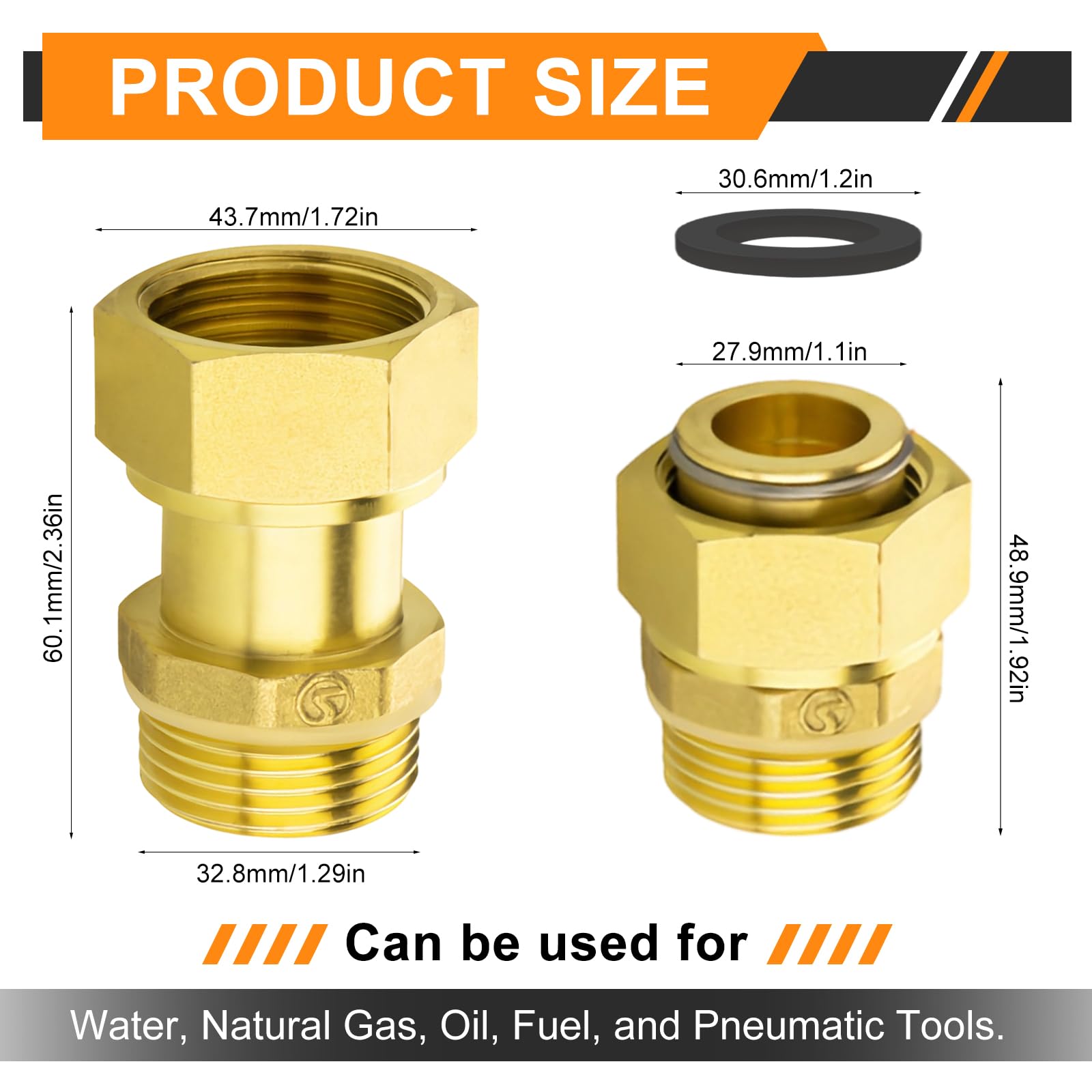 Profec Set koppelingen voor watermeter messing 1 1/2″ x 1 1/4
