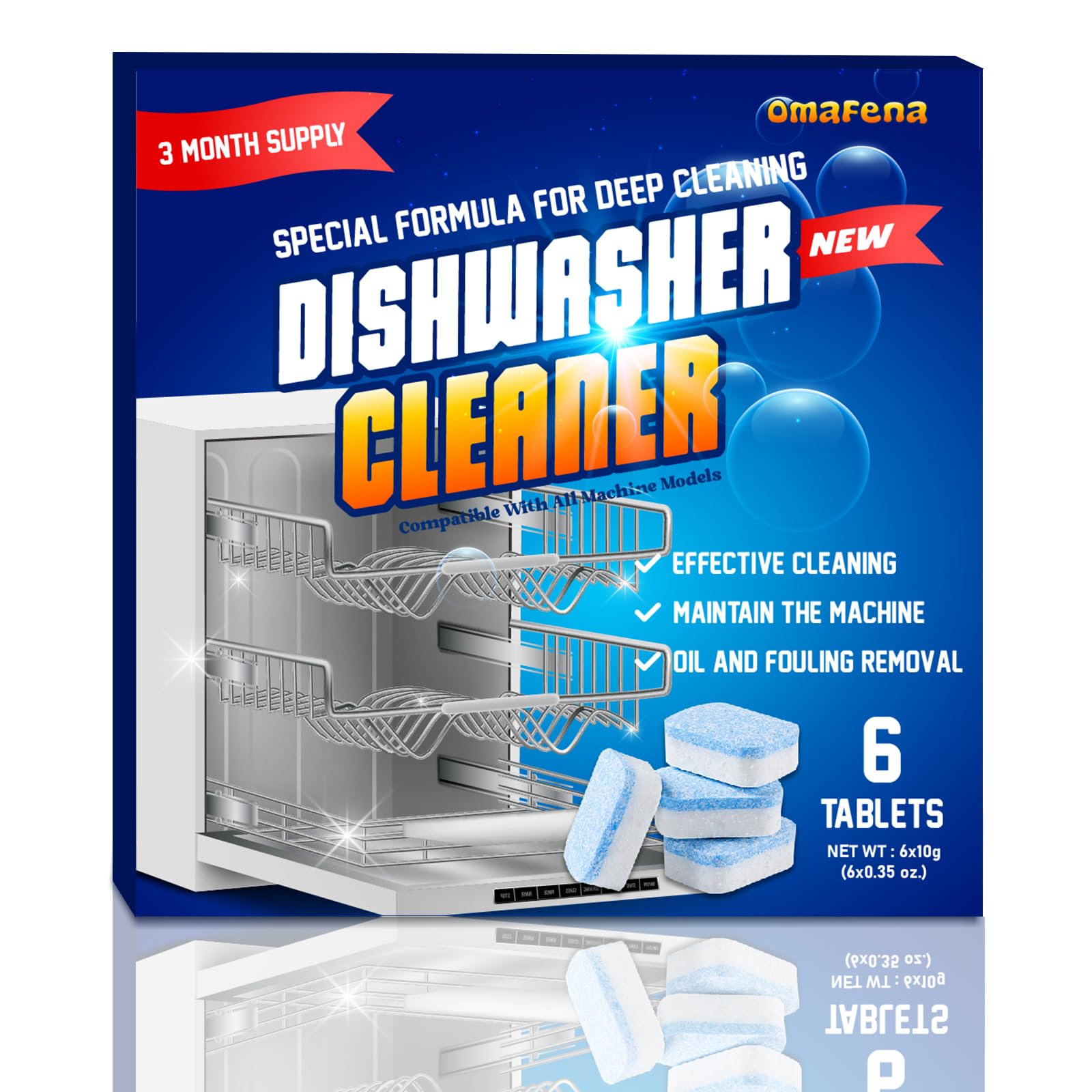Dishwasher Cleaner and Deodorizer Tablet - 6 Tablets Deep Cleaning Descaler for Dishwasher Machine - Remove Limescale