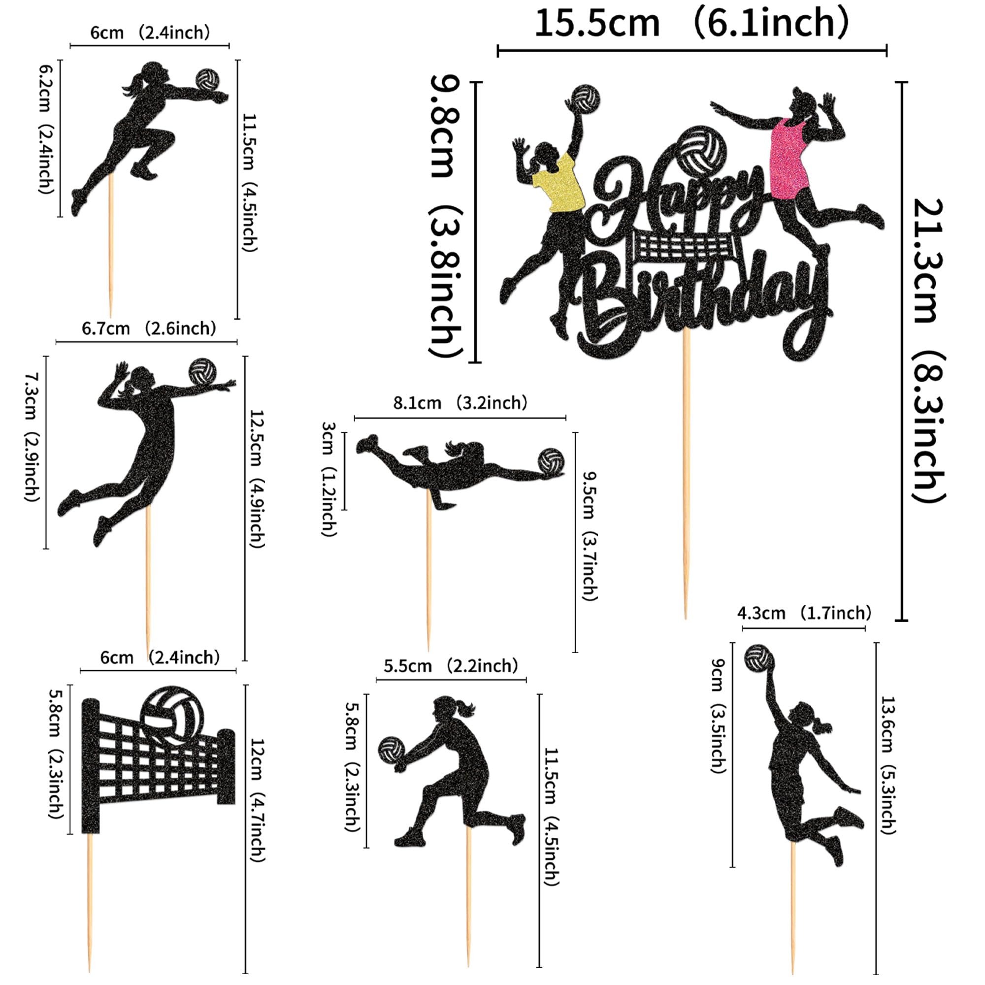 Blumomon 25Pcs Volleyball Cake Topper Girls Playing Volleyball CupCake Topper Picks Ball Sport Theme For Girls Volleyball Club Party Volleyball Enthusiasts Cake Decorations - Image 2