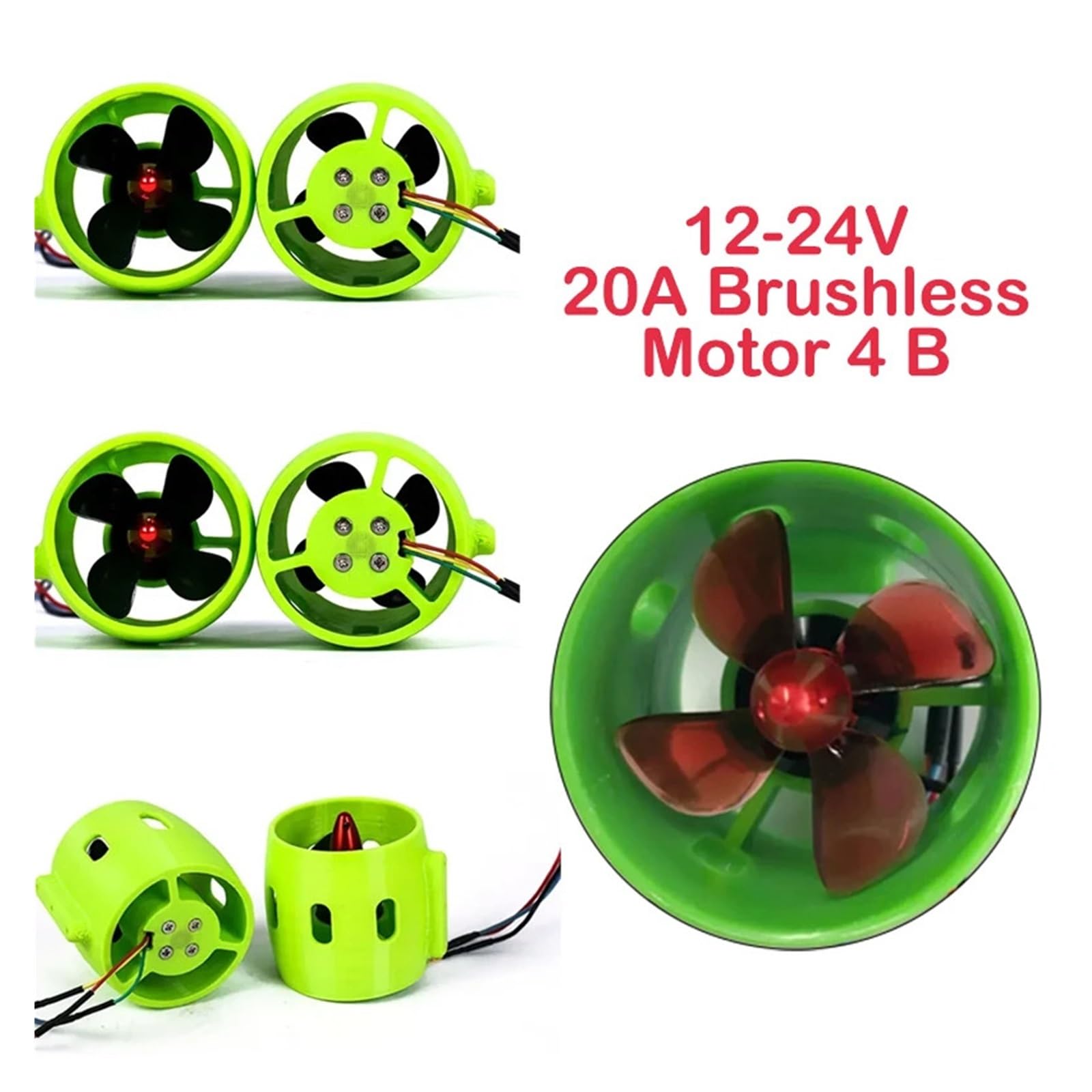 12-24V 20A Brushless Motor 4 Blade Underwater Thruster RC Bait Boat Accessory Powerful