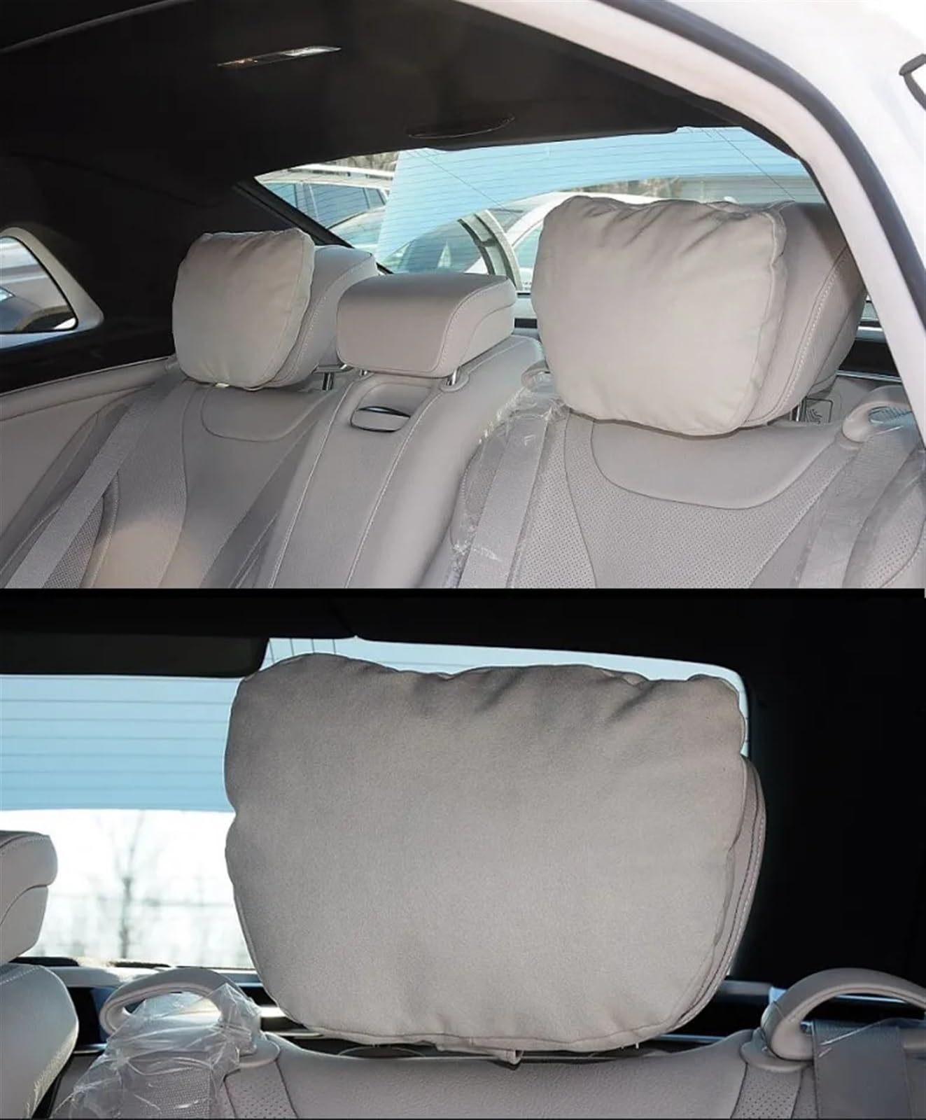 2pcs Car Headrest Neck Support Seat Design S Class Soft Adjustable Car Pillow Neck Rest Cushion (Color : Beige 2Pcs)