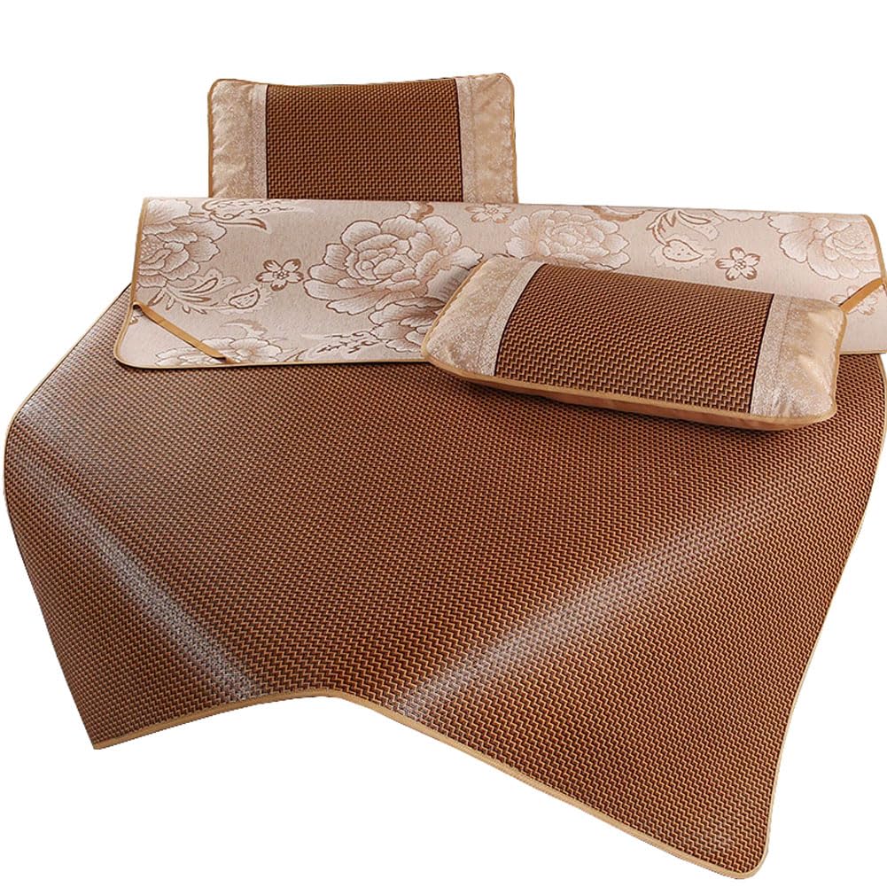 UZAMIRLEX Bamboo Cooling Mattress, Bamboo Rattan Summer Cooling Sleeping Mat With Pillowcase Pack Of 2 Multiple Sizes(A,80CMX190CM)