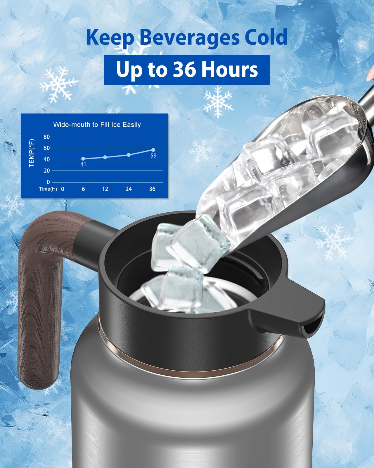 Jarra térmica de café de 70 onzas, jarra de acero inoxidable para líquidos calientes, dispensador de café aislado para mantener bebidas calientes/frías, café, té, agua, dispensador de bebidas para