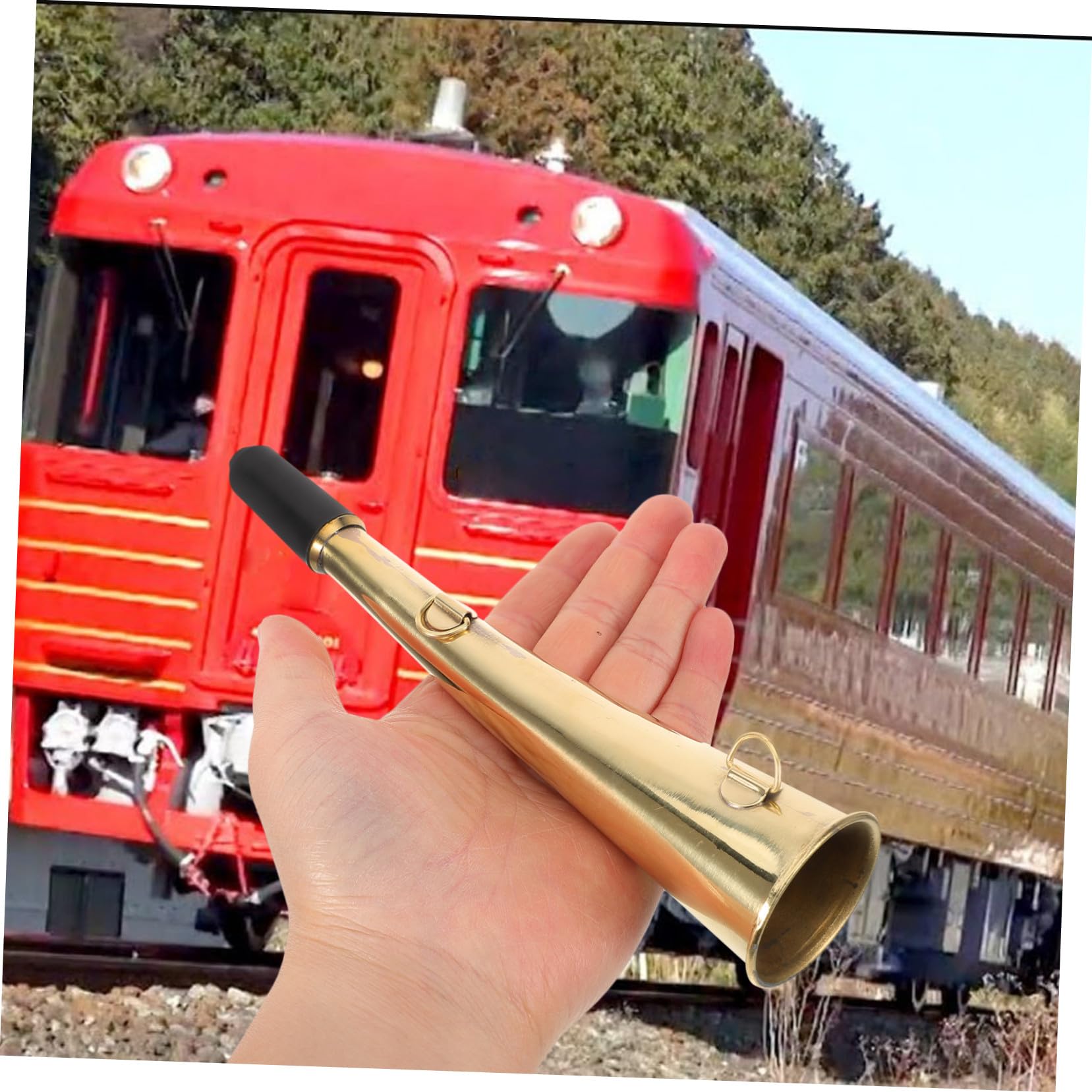 Beaupretty Hornzipfel Kupferhorn Straßenhupe mit Klaren und Lauten Klang Einfach zu Bedienen als Eisenbahnhornglocke für Signalgerät im Schienenverkehr