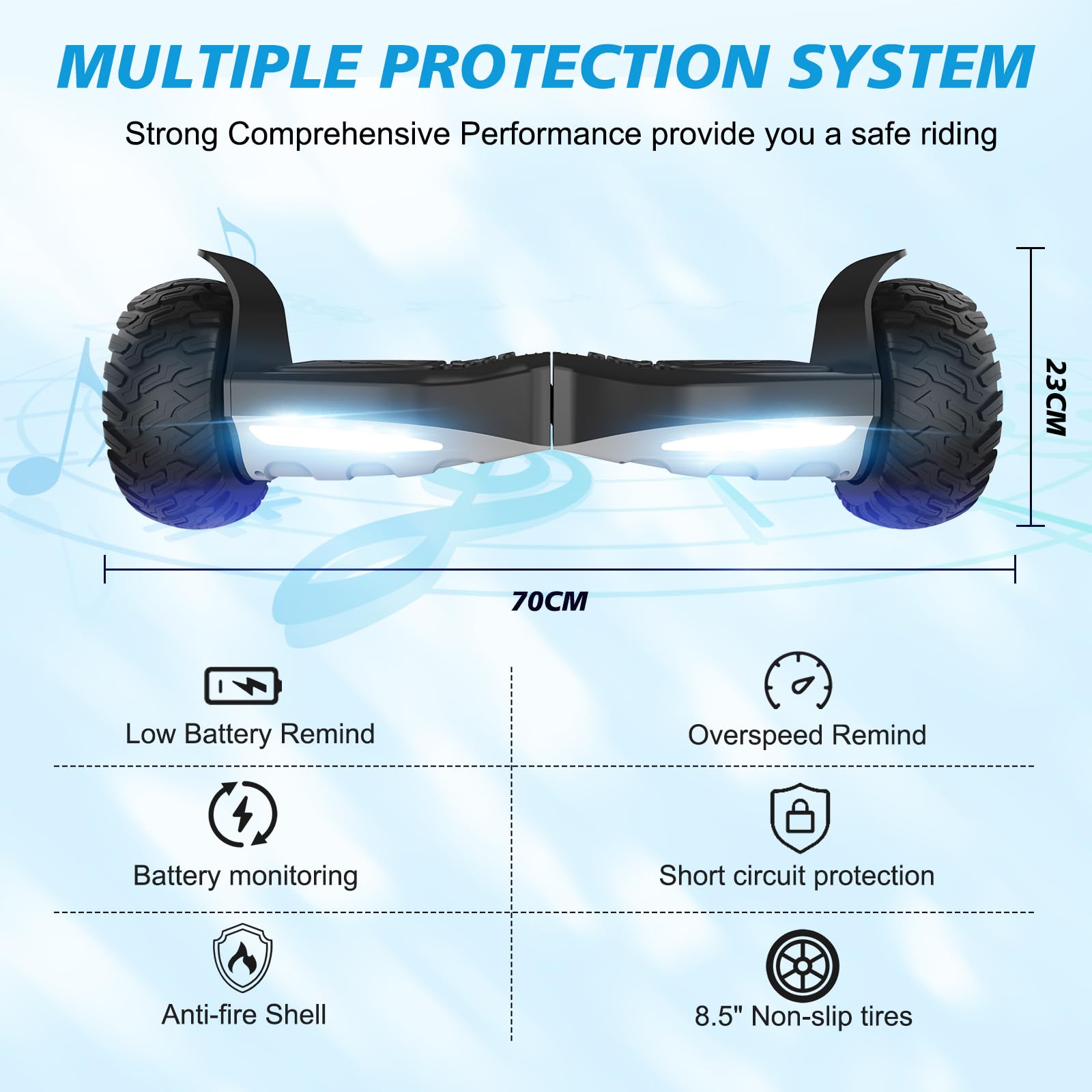 RCB 8.5" Premium Offroad Hoverboard, APP Steuerfunktion,Integrierte LED-Bluetooth mit Leistungsstarkem Motor,Elektro alle Gelände Hoverboards,Geschenk für Kinder
