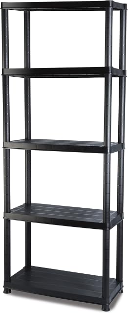 Addis 5-Shelf Plastic Shed Garage Greenhouse Office Storage Unit, Black