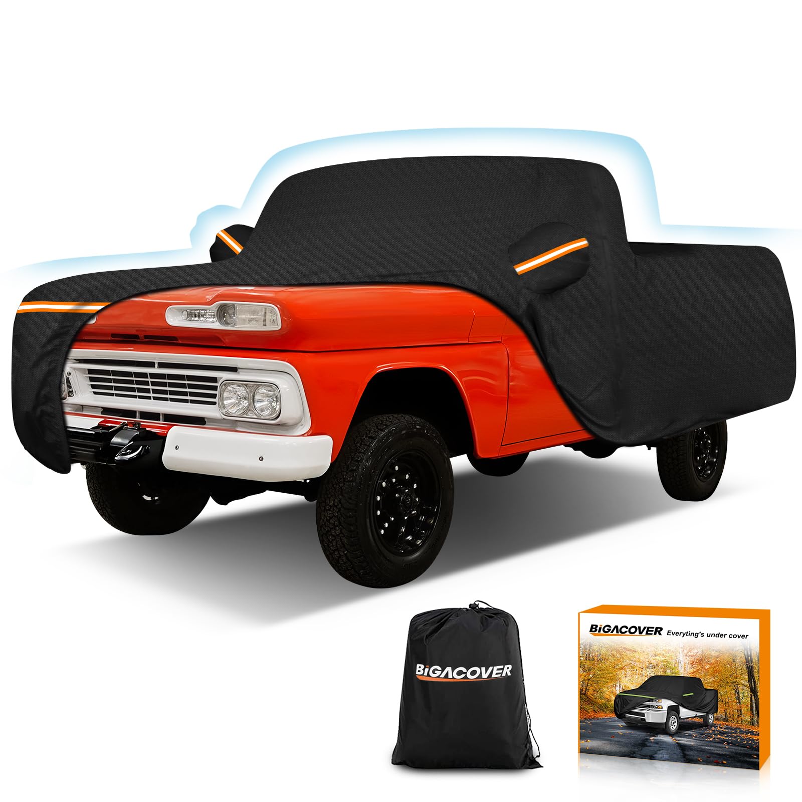 Photo 1 of Car Cover for Chevrolet C10 C20 K10 K20 Short Bed 1960-1991, All Weather Waterproof 420D Oxford Cloth with Cotton Lining, Outdoor Car Cover with Windproof Straps, Heavy Duty Sun Rain Snow Protection