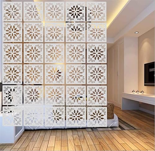 Miniatura 5 de BMIDRUT Divisor de habitación colgante blanco, 12 unidades, divisor de habitación de madera y plástico, paneles de panel de división para decoración