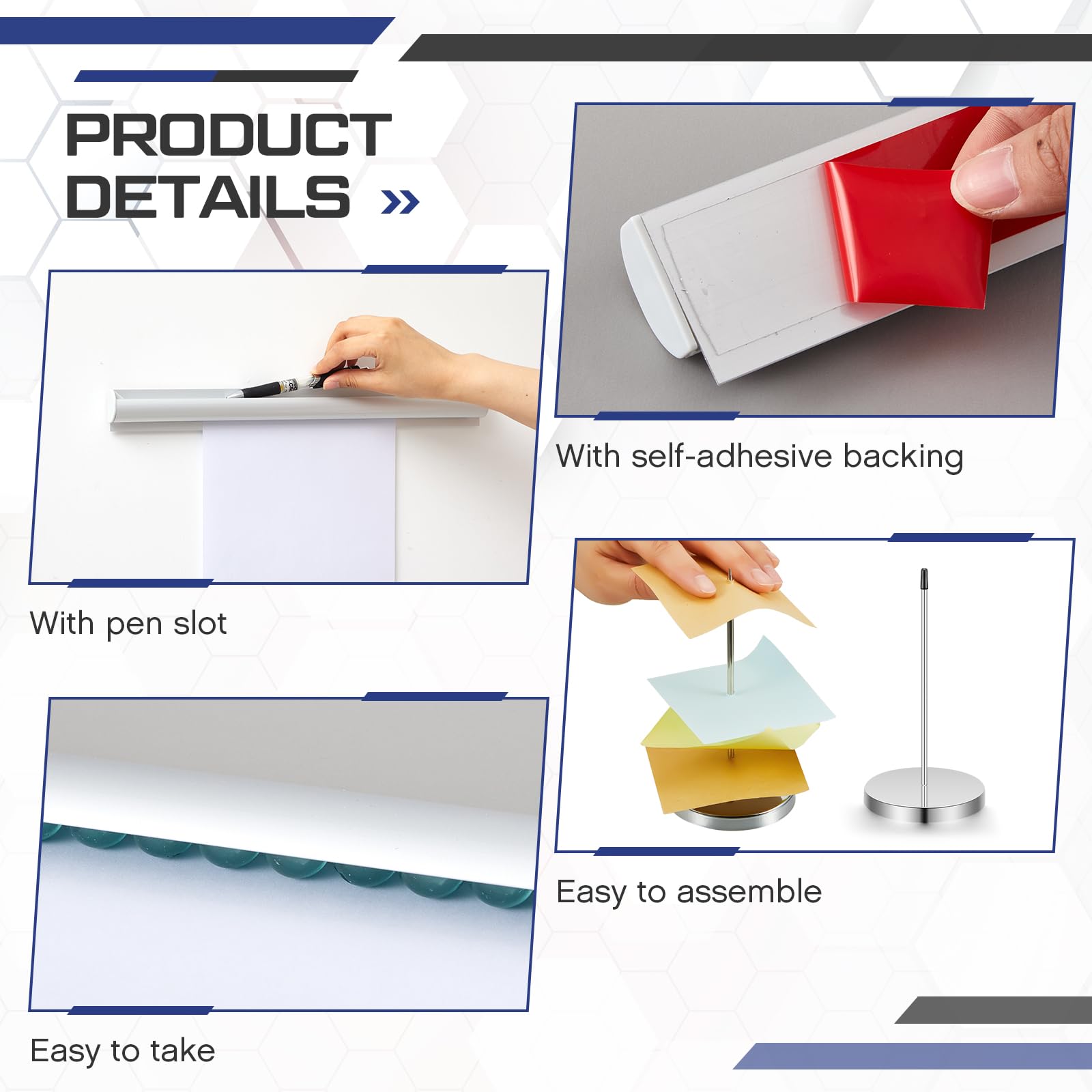 Henoyso 16 Inch Aluminum Slide Check Rack With 2 Pcs Receipt Holder Spike Desk Receipt Holder Restaurant Ticket Holder Sliver Ticket Rail Bill Orders Display