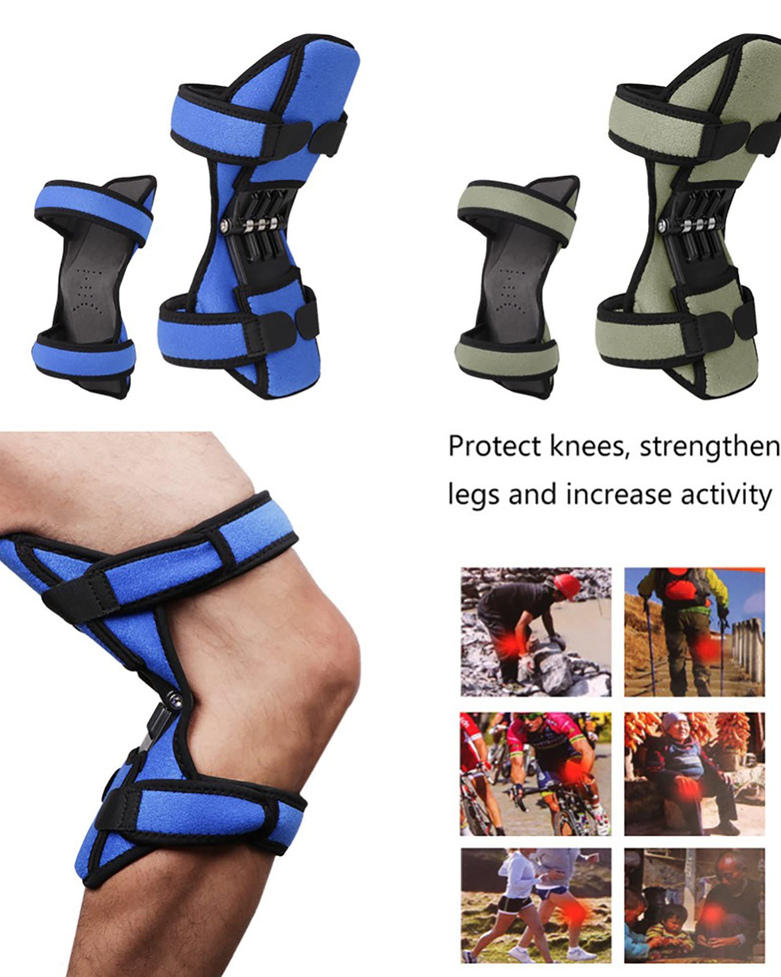 Genérico Rodillera con De Resortes, Transpirable Y Antideslizante, con Correas Ajustables, Que Reduce La Presión En La Rodilla, Ideal para Senderismo Y Trekking
