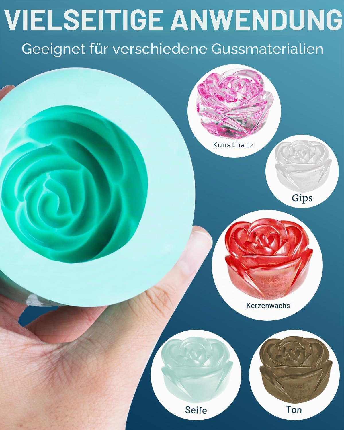 Nicpro 74oz/2188ml Flüssiges Silikon, Silikon Formen Herstellen Kit mit Formgehäuse und Mischbechern, Mischverhältnis 1: 1 Jadegrüne Farbe Abformsilikon für Harzforme, Seifenform, Basteln