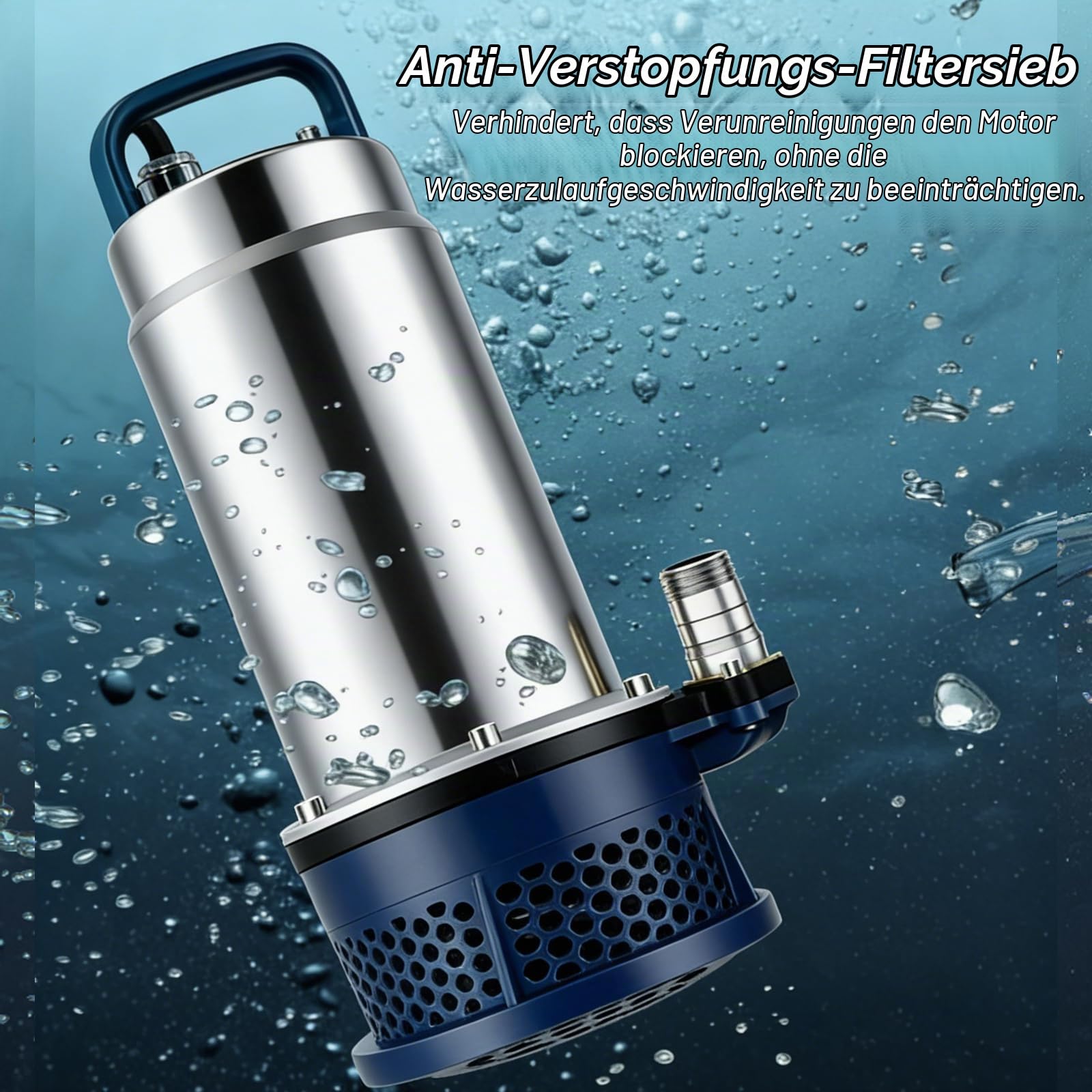 Tauchpumpe für Makita 18V Akku (Keine Batterie), Tragbare Wasserpumpe Sumpfpumpe mit 10m Schlauch, 5m Verbindungskabel, 16m Förderhöhe, für Pool Wasserbett Gartenbewässerung, Bürstenloser Motor