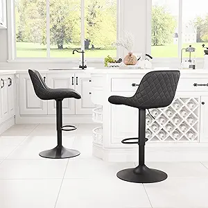 YOUNIKE Black Bar Stools Set of 2