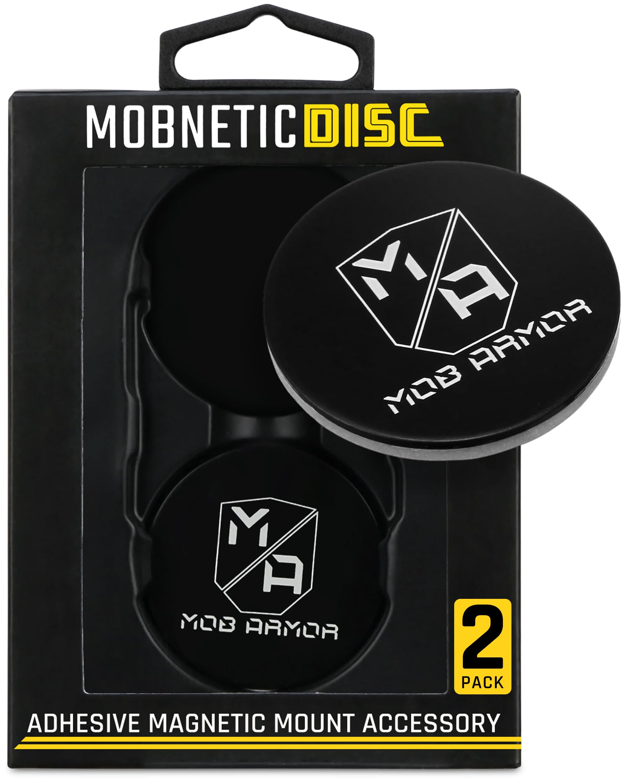 Mob Armor Mounting Discs - Compatible with MobNetic Pro 90 & Mob ​Magnetic Phone Mount for Car - Adhesive Steel Discs for Magnetic Car Phone Mount Vehicle Accessory - (Black 2-Pack)