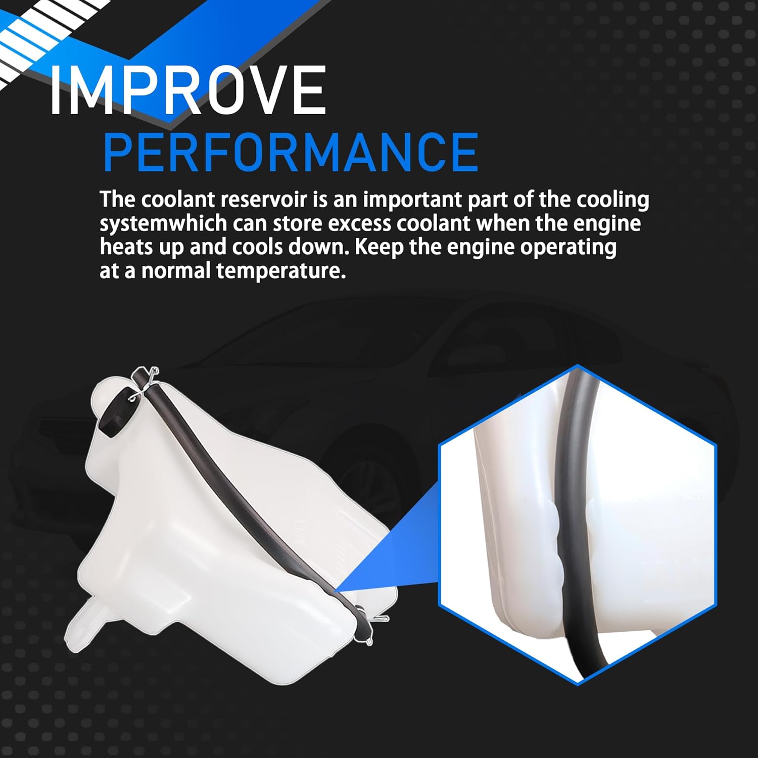 Engine Radiator Coolant Expansion Reservoir Tank with Cap & Hose Compatible with 2007-2013 Nissan Altima 2013 Altima Coupe 2009-2014 Maxima Replaces 603-247 21710JA000 21710ZN50A