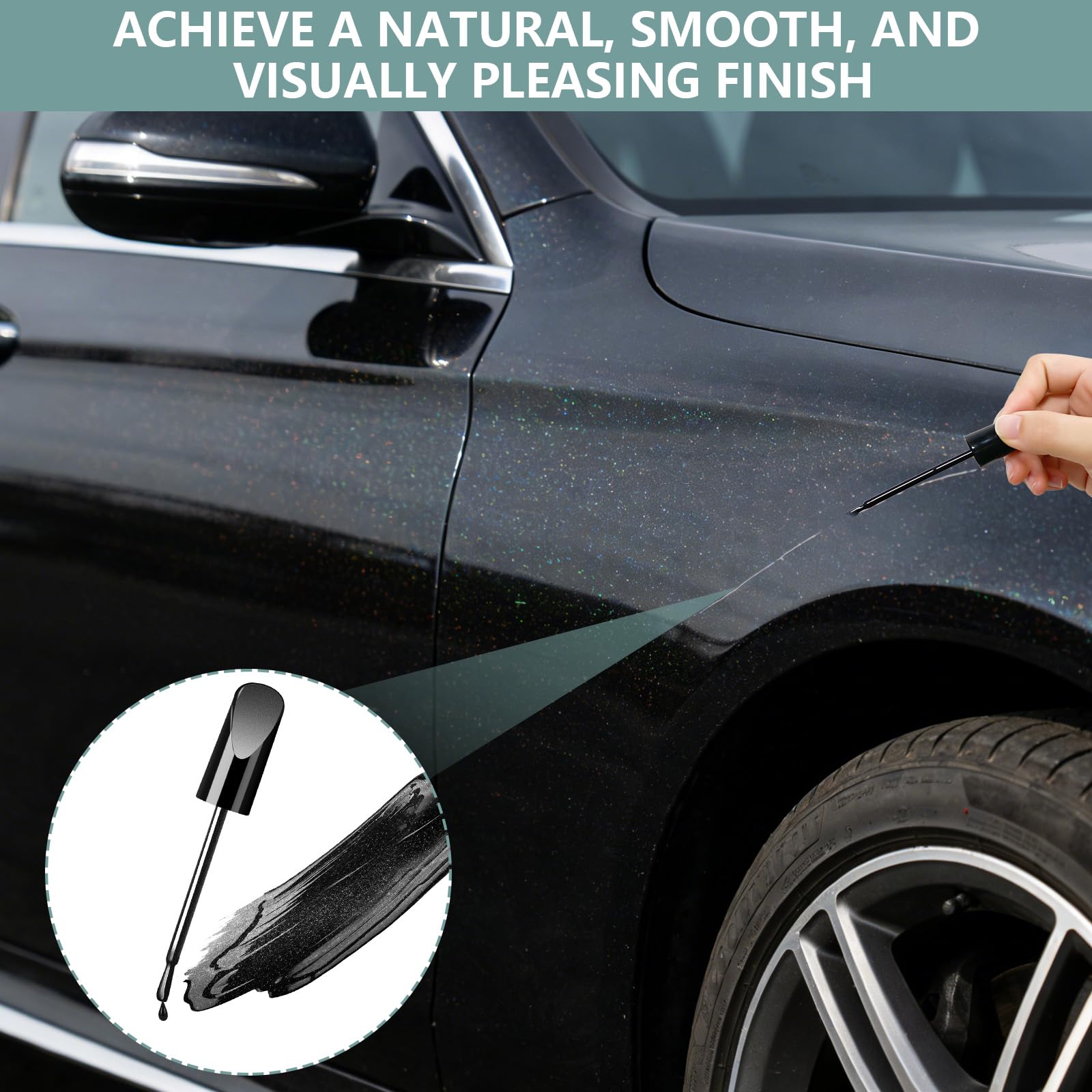 Bellanova Lackstift Auto 12ml x 2, Kratzer Reparatur für Autolack, für kleine Kratzer und Steinschläge, geeignet für Türen Stoßstange Felgen (Schwarz Perleffekt) - 3