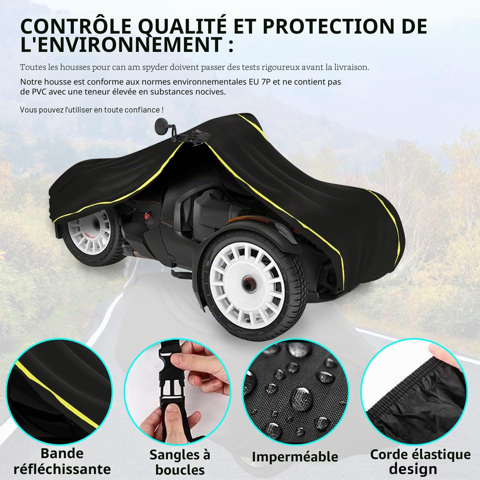 Housse de Protection imperméable pour Ryker Can-Am Ryker 600/900/Sport/Rally/Ryker Rally Edition, Oxford 420D imperméable, Protection Contre Les intempéries avec Bande réfléchissante