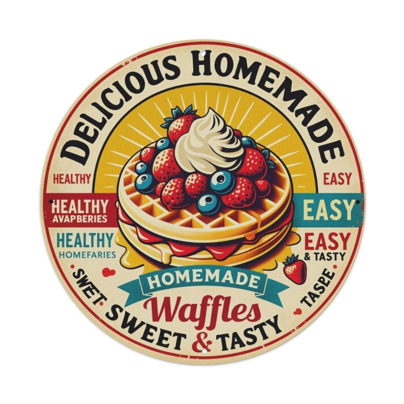 Ldfuieksufg Style Vintage Homemade Waffle Kitchen Sign Vintage Aluminium Metal Sign, Retro Wall Decor For Home, Bar, Garage & Farmhouse 20X20cm