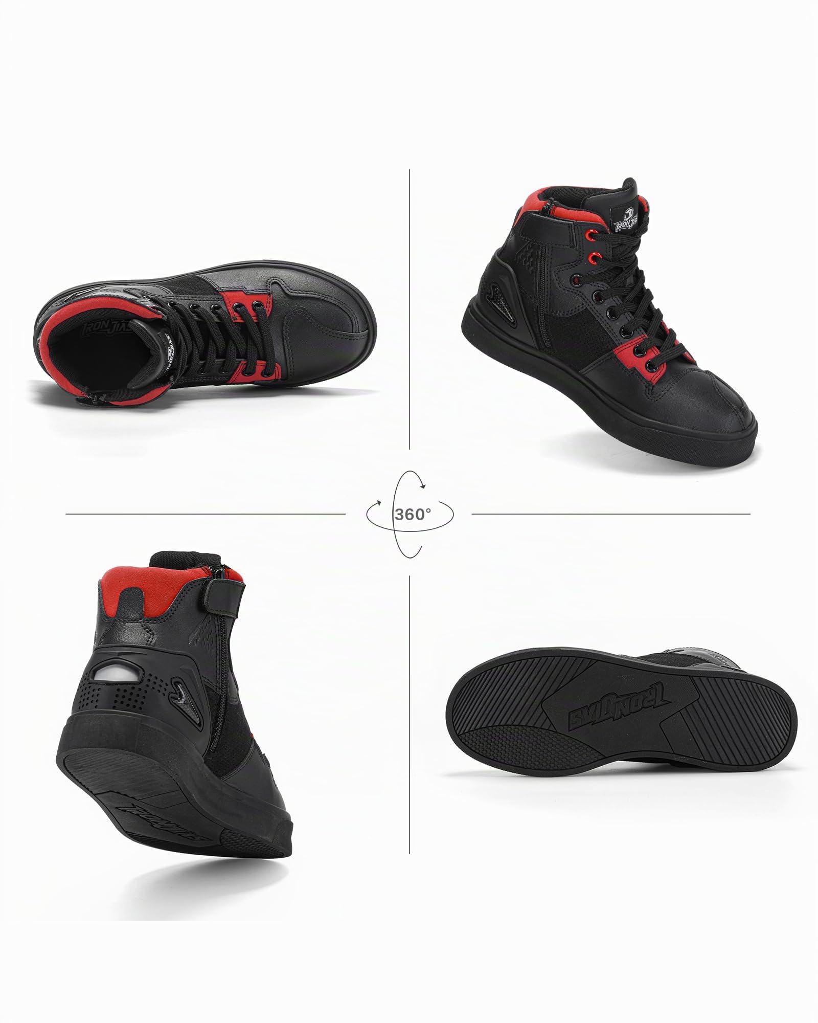 Grapelet Botas Moto Hombre,Zapatos de Moto Transpirables para el Tobillo Almohadilla de Cambio Cremallera Lateral Suela Antideslizante Informal Negro