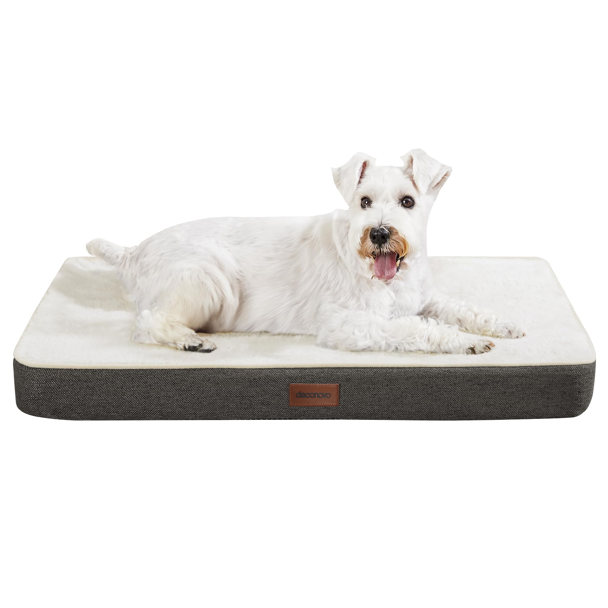 Deconovo Letto Antiscivolo per Cane, Lavabile, Morbido, Fodera Sfoderabile 112x81x8 CM Grigio Scuro 1 Pezzo
