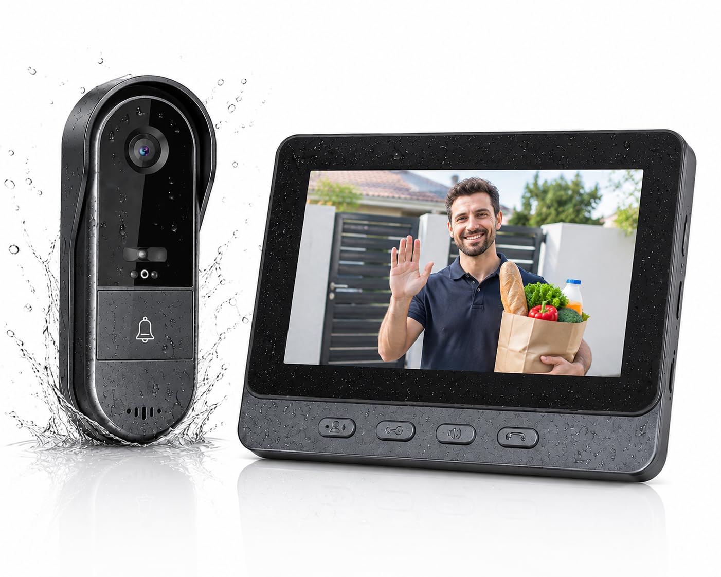 Zeerkeer Videoportero Inalámbrico Sin WiFi con Pantalla IPS de 4,3", Timbre con Cámara 1080P, Audio Bidireccional, Visión Nocturna, Ángulo 170° e IP65 Impermeable