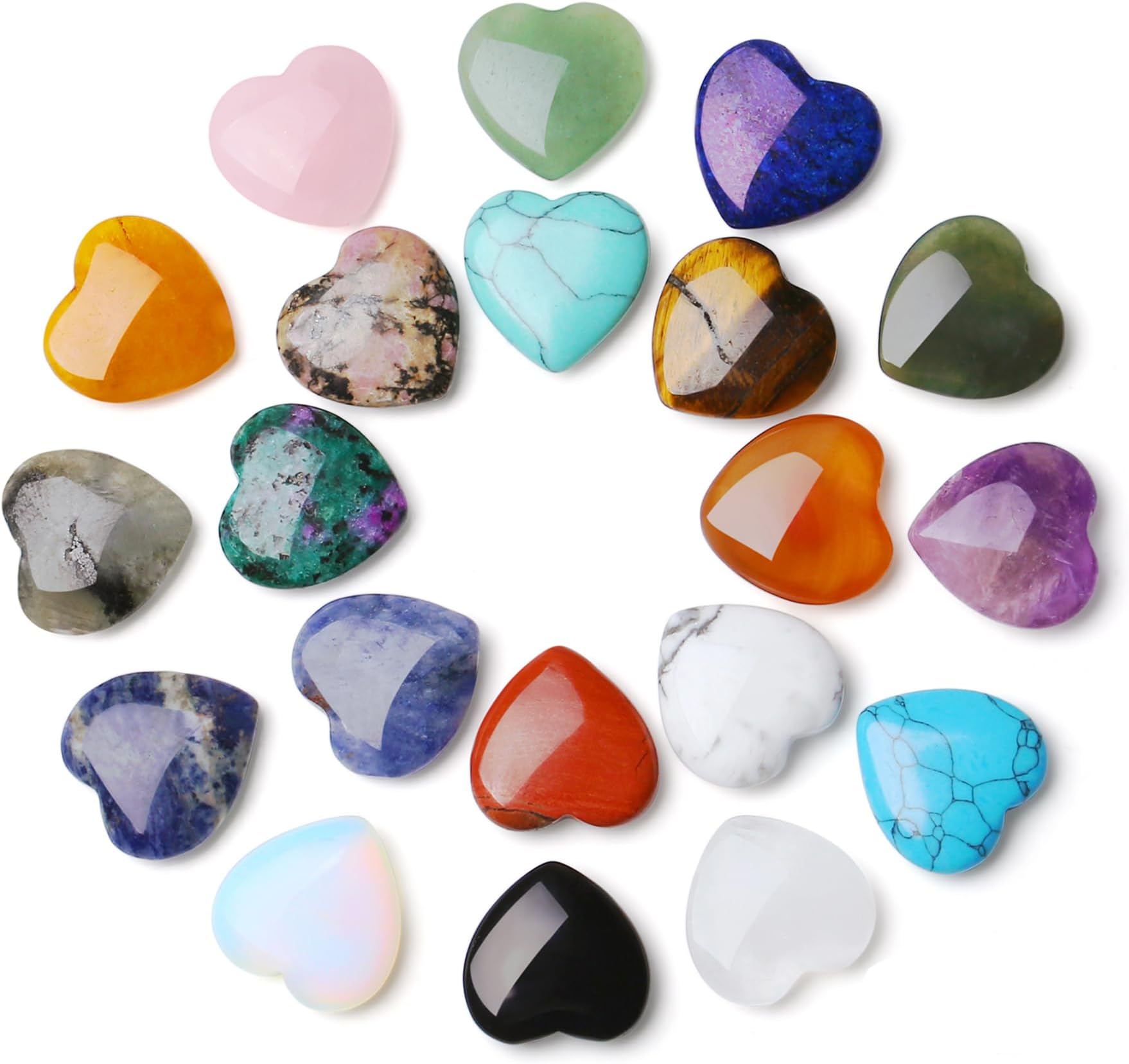 XIANNVXI 20 Pcs Healing Crystal Gifts for Women Assorted Crystals and Gemstones Heart Stones for Beginnners Collectors Cute Wellbeing Small Gifts for Women