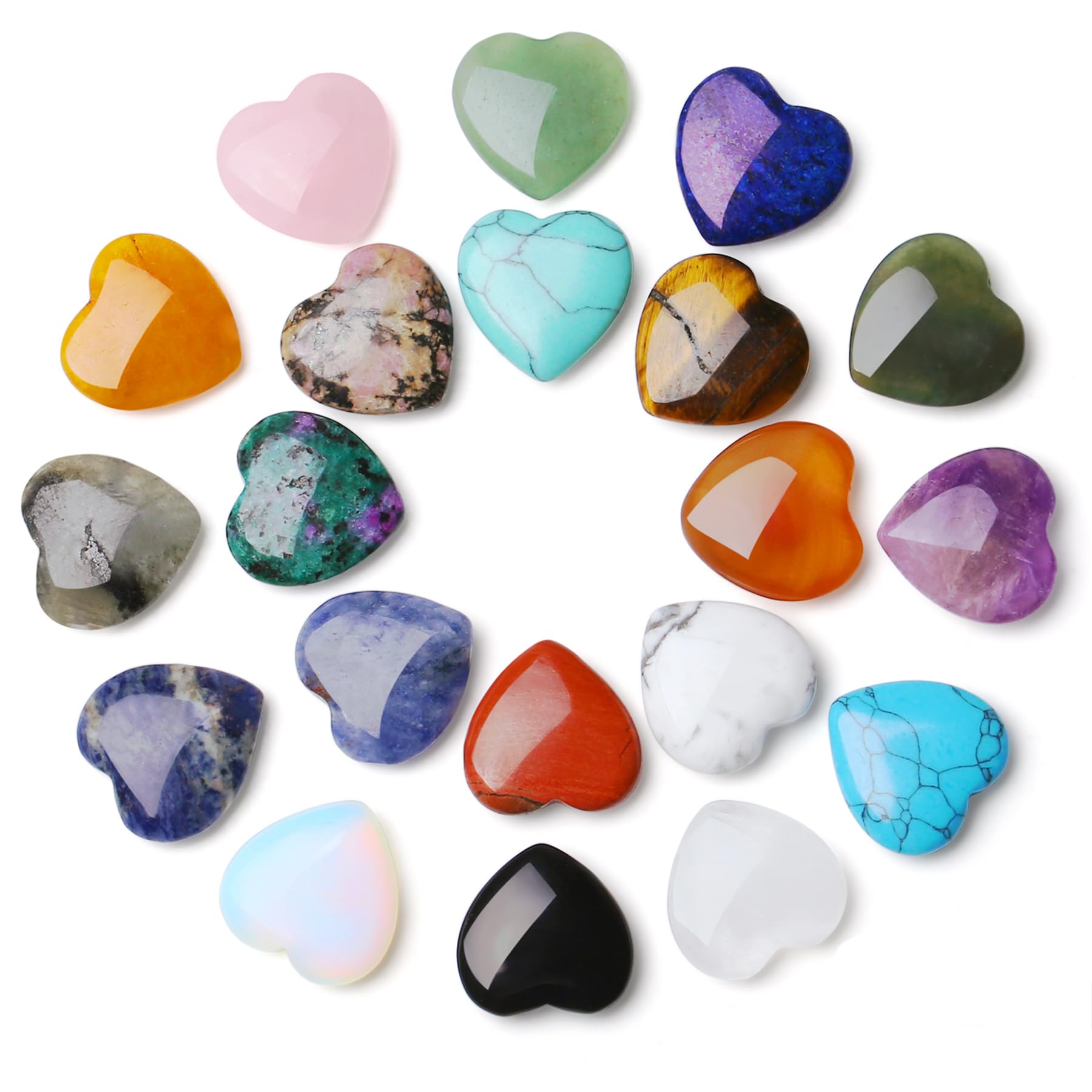 XIANNVXI 20 Pcs Healing Crystal Gifts for Women Assorted Crystals and Gemstones Heart Stones for Beginnners Collectors Cute Wellbeing Small Gifts for Women