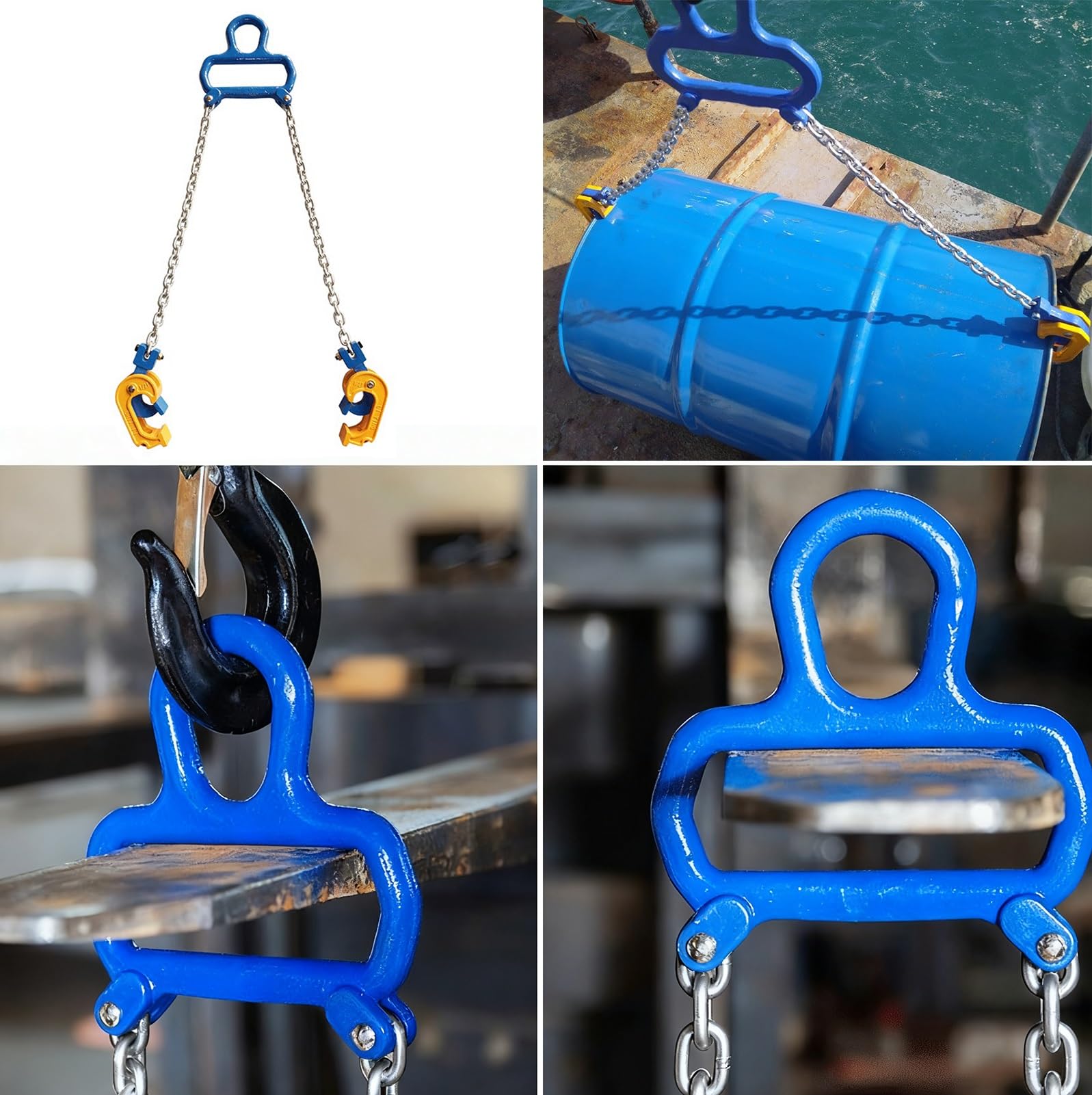 Pinza a Catena per Fusti Pinza di Sollevamento per Fusti con Imbracatura a Catena, Pinza di Sollevamento per Fusti in Metallo/Plastica, Pinza di Sollevamento per Fusti in Acciaio