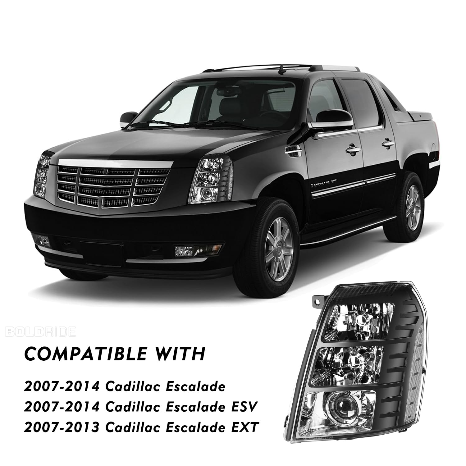 For 07-14 Cadillac Escalade HID Projector Headlight Black W/o Bulb - Foto 5