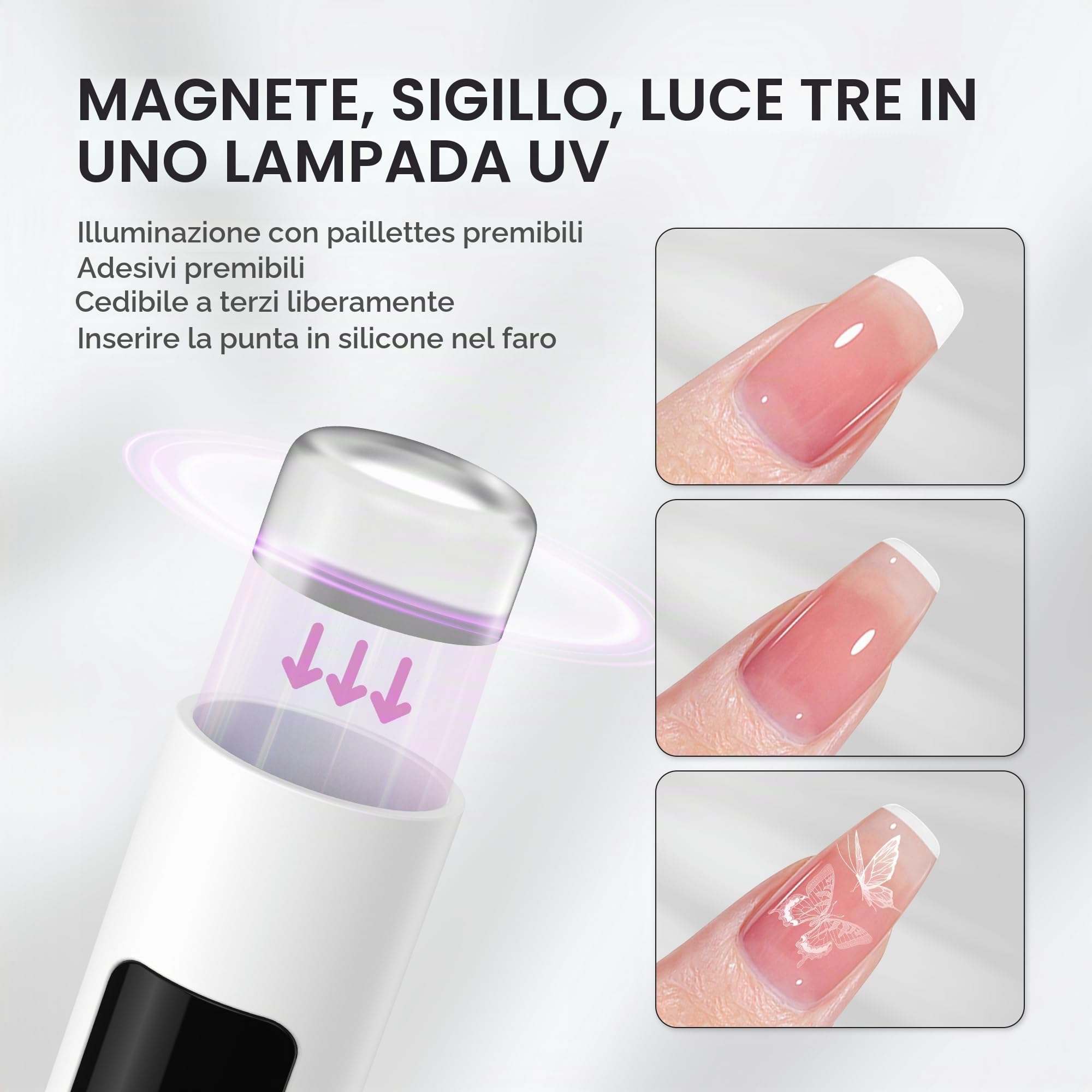 Halmai Lampada UV portatile per smalto gel, mini luce rossa portatile con LED, asciuga unghie USB ricaricabile senza fili, strumento per manicure a casa con cura delle unghie, stampaggio delle unghie