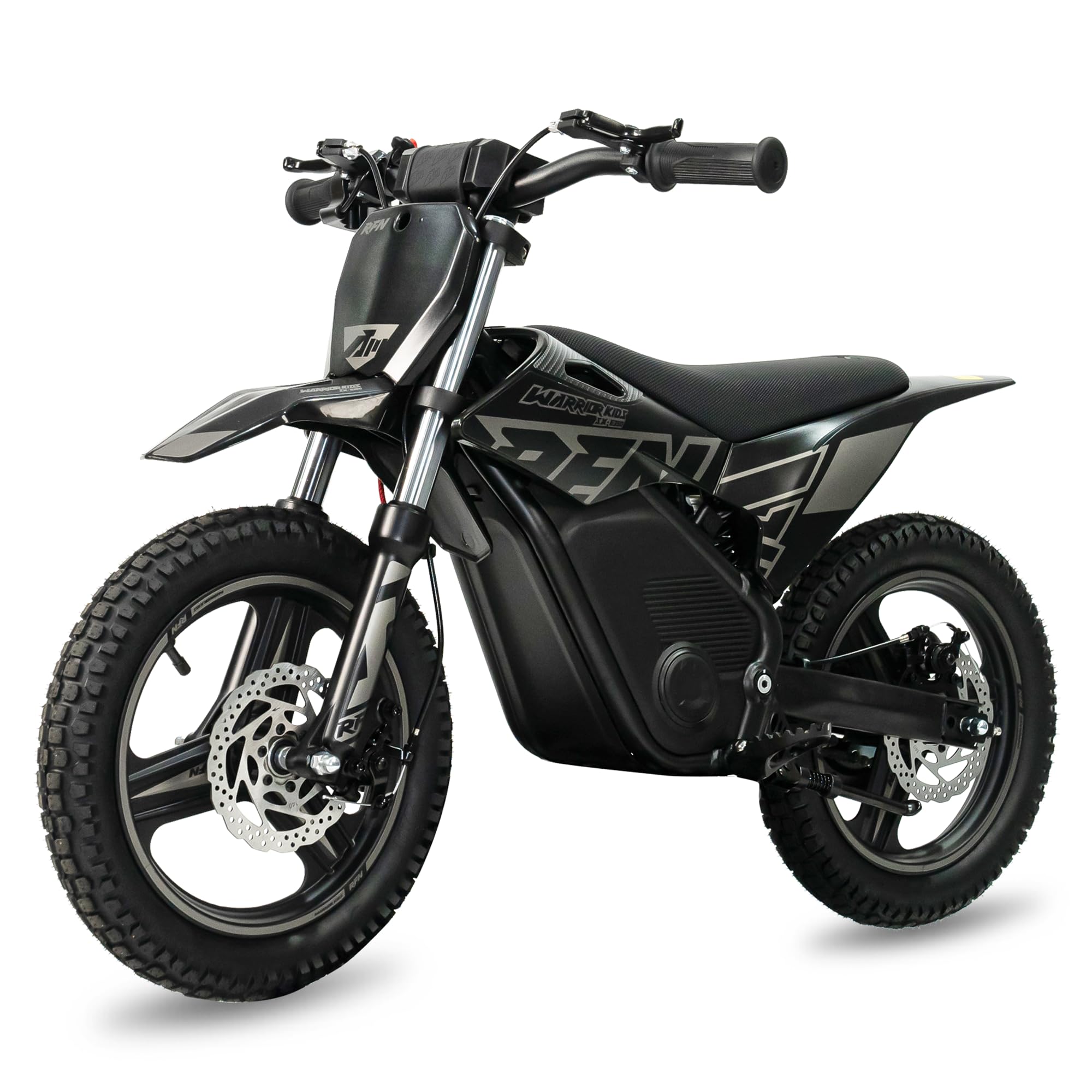 RFN SX-E350 Kids Electric Dirt Bike, 14-Inch Electric Motorcycle with 500W Peak Brushless Motor, 18.6 MPH Max Speed, 12.4-Mile Range, Dual Suspension, Ages 4-8, Black