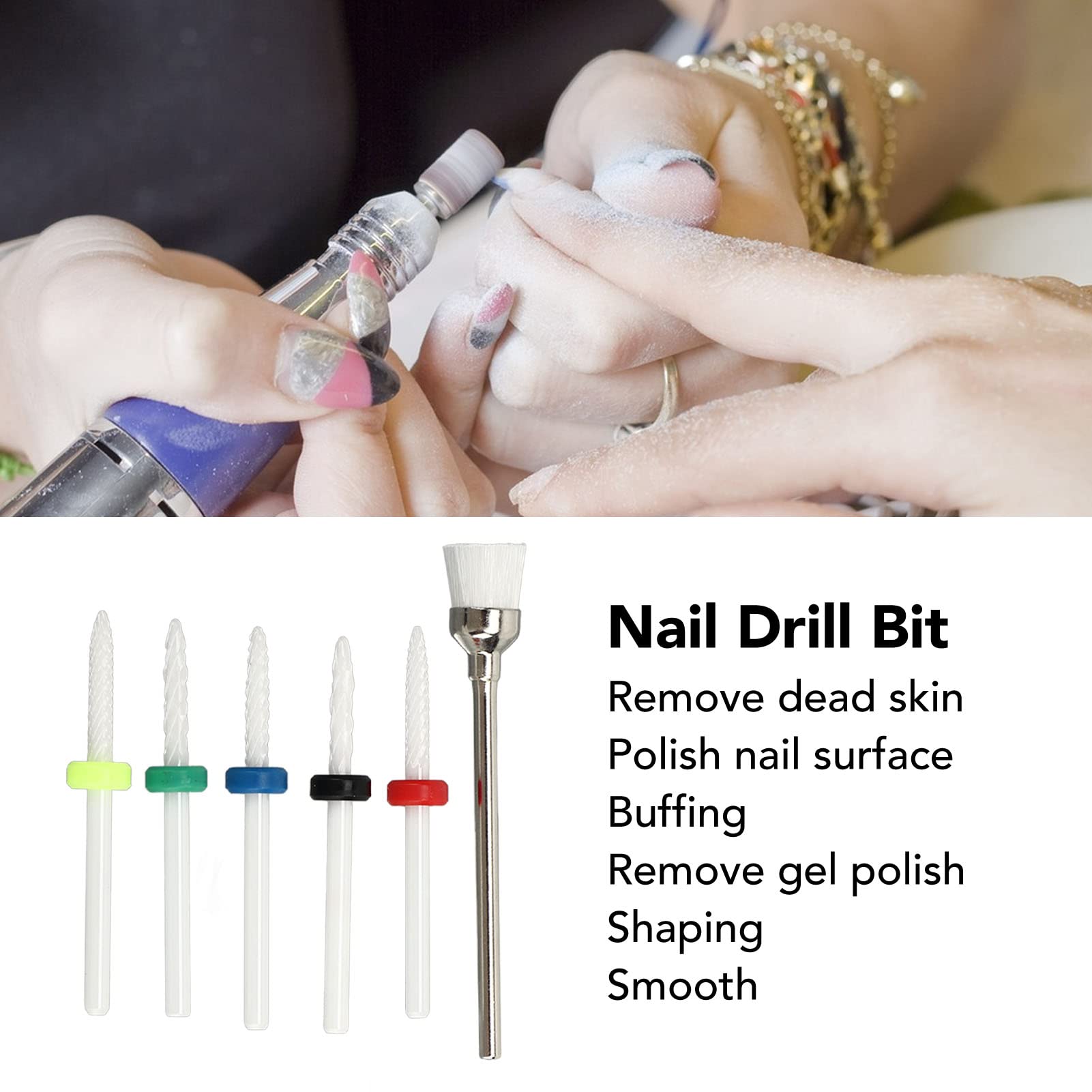 Sonew Nail Drill Bit Set, Ceramic Cuticle Remover Bits for Nail Artist Novice Electric Nail Cutter for Salon - Image 3