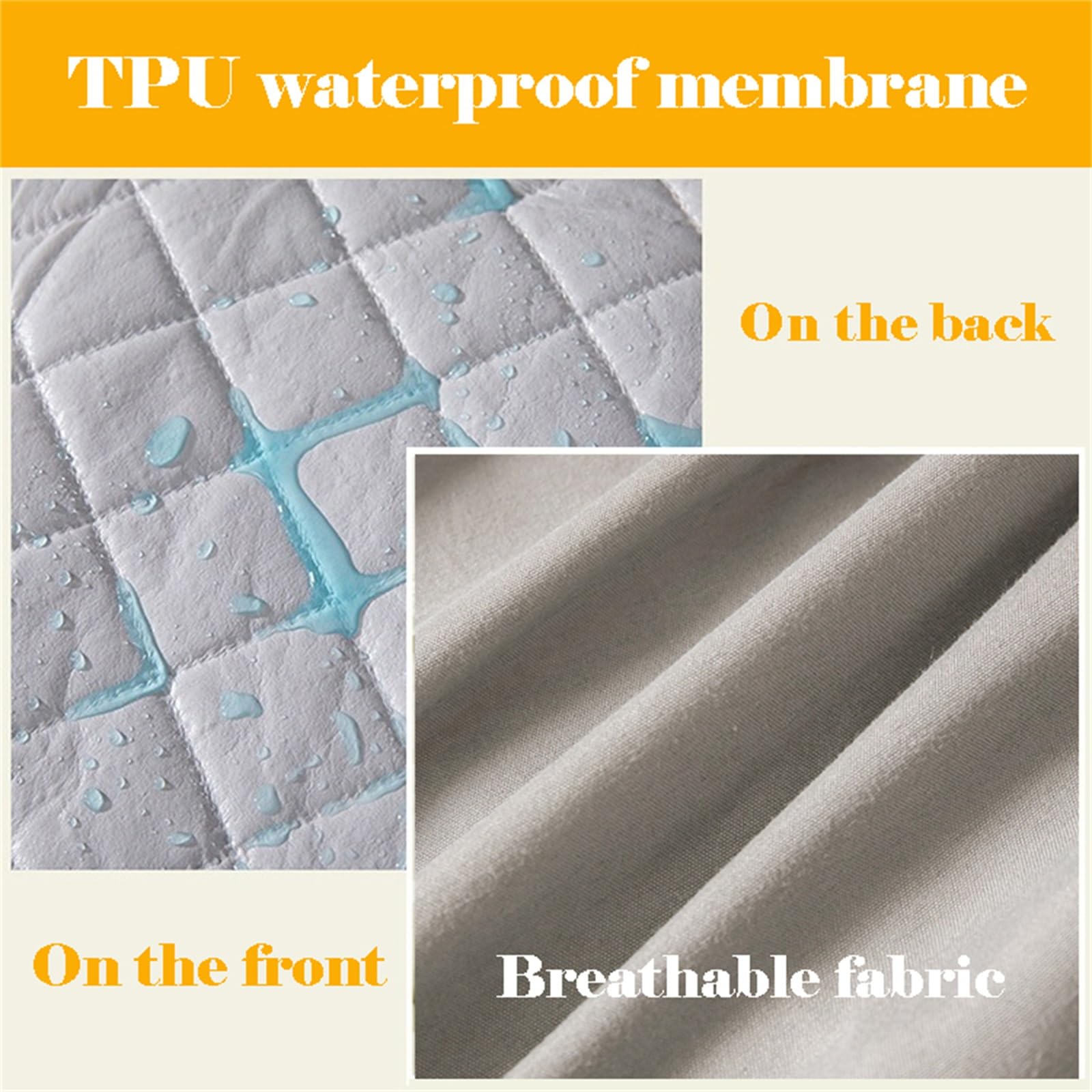 Protector de colchón Acolchado Impermeable, Bolsillo Profundo de 30 cm, Funda de colchón silenciosa, sábana Bajera Ajustable Engrosada con Capa de TPU, Lavable (Blanco, 150 x 203 cm / 59 x 8