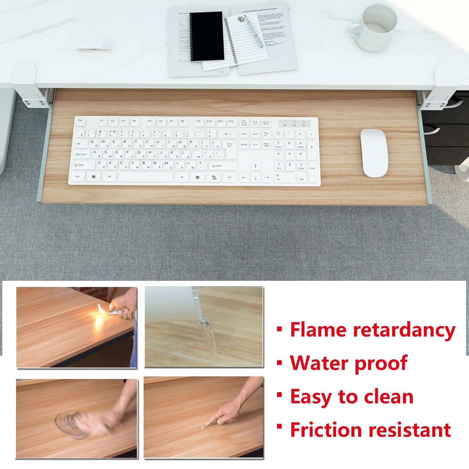 Ergonomische ll-Out Houten Toetsenbord Plank Onder Bureau Lade met