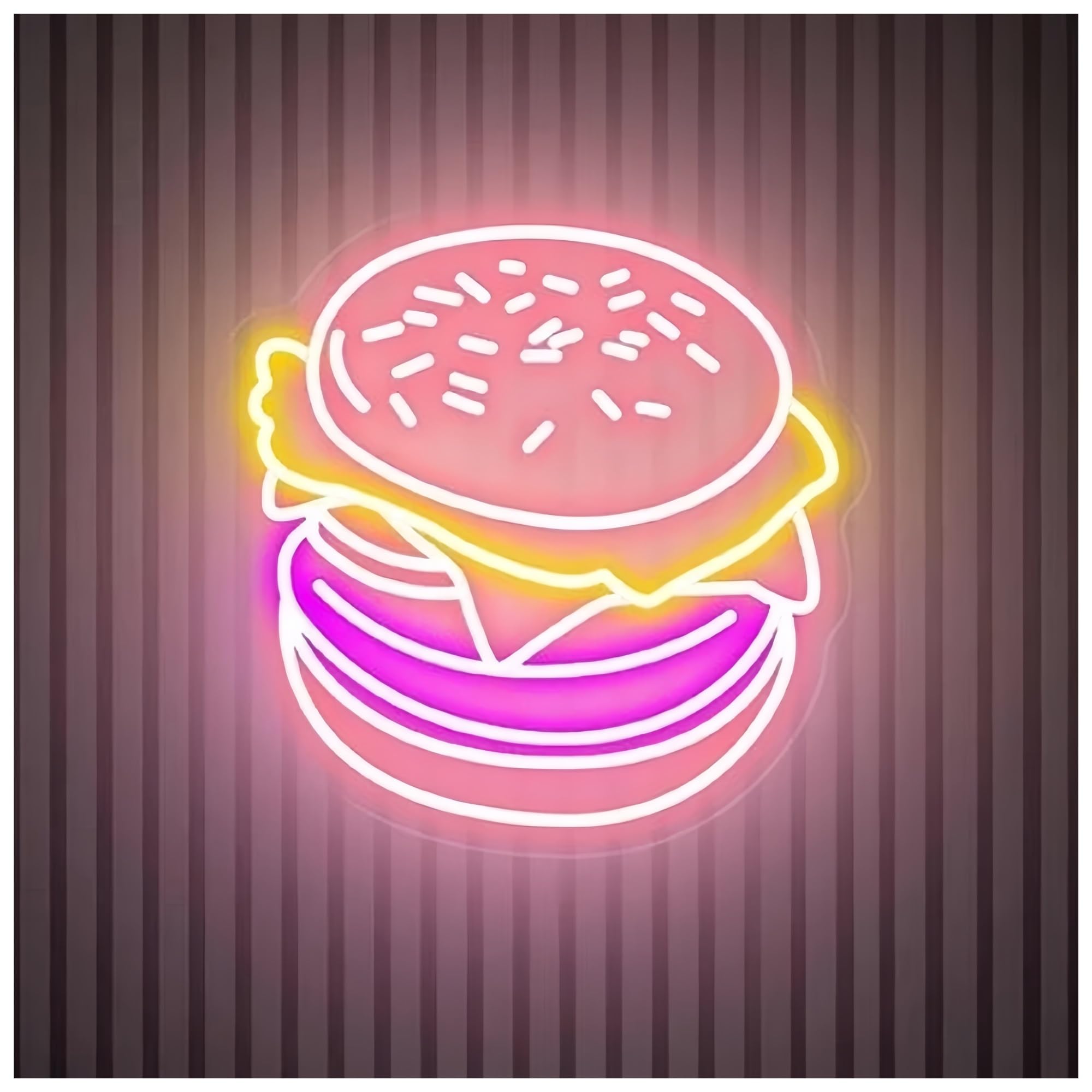 SHOUXI Sign Lamp Burger Neon Sign Hamburger Neon Light Sign Home Wall Decor Coffee Shop Restaurant Decor Fast Food Neon Art(G,50CM)