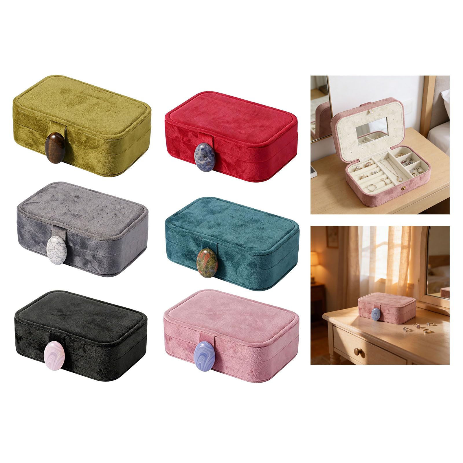 Générique Boîte de rangement de bijoux en velours pour le, red, A