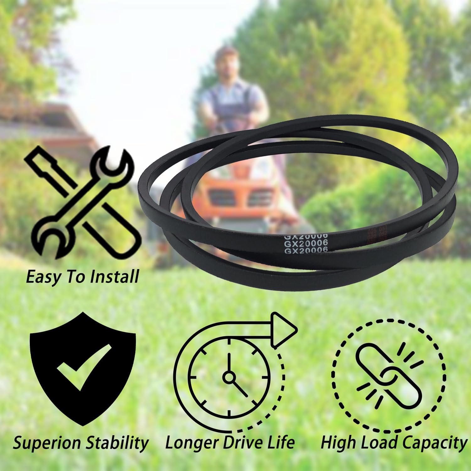 GX20006 Mover Drive Belt Compatible with UC30568 A12096 John Deere 1/2" x 89" D110 D120 D130 D140 D150 D160 D170 L105 L107 L108 L110 L111 L118 L120 L130 89" 105 107 108 115 125 135 145 155c (GX20006)