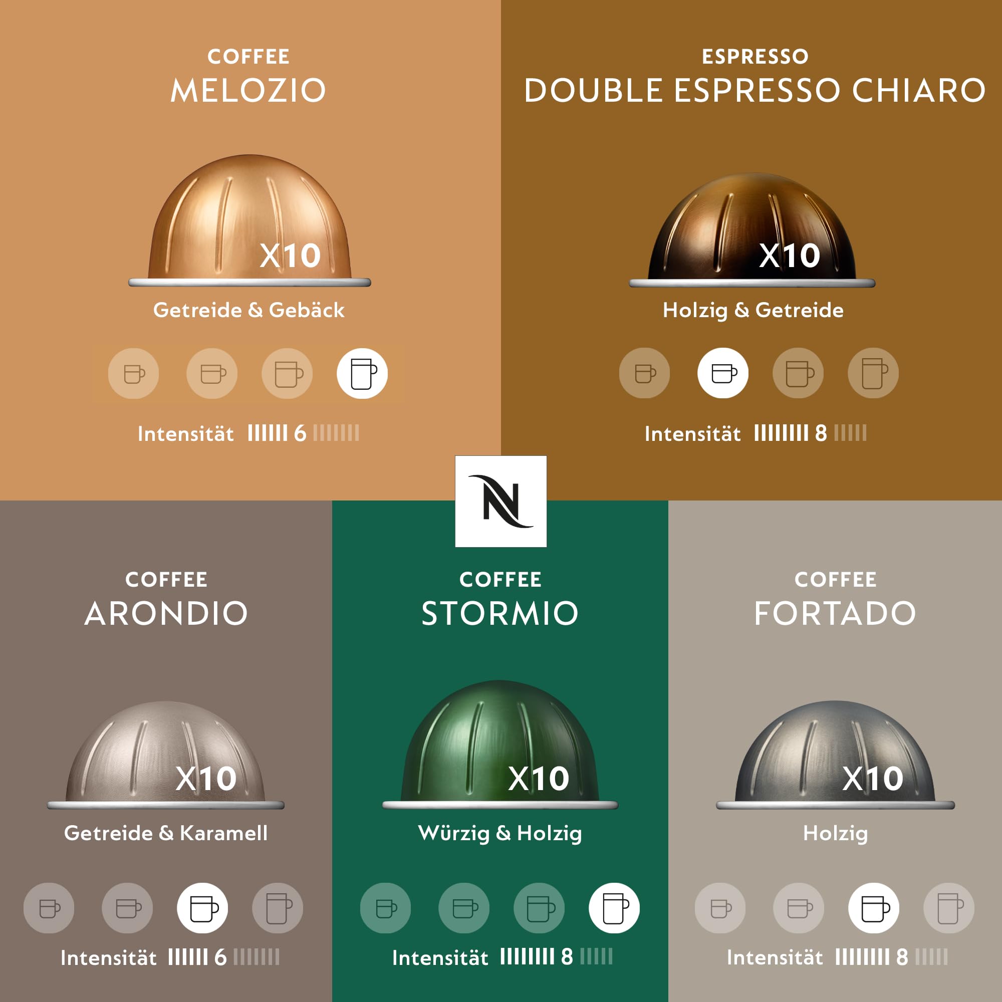 NESPRESSO Vertuo, wybór kawy Signature (230 ml), Gran Lungo (150 ml) i Double Espresso (80 ml), średnie do ciemnego palenia, kompatybilne z ekspresami na kapsułki VERTUO, zestaw 50 kapsułek kawy