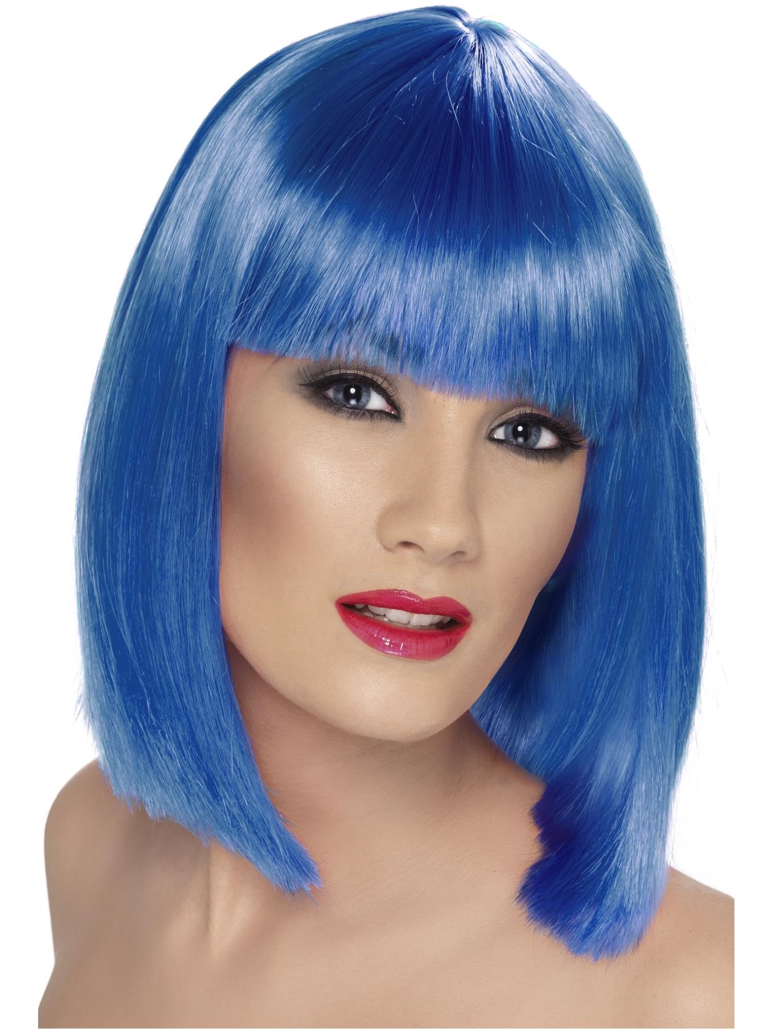 SMIFFYS Parrucca seducente, blu, corta, scalata con frangetta Halloween, Carnevale