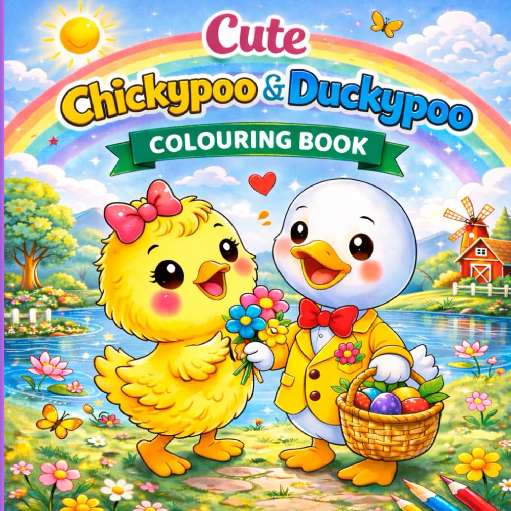 Cute Chickypoo & Duckypoo Colouring Book for Kids Ages 4–14: Adorable Duck & Chick Coloring Pages for Kids