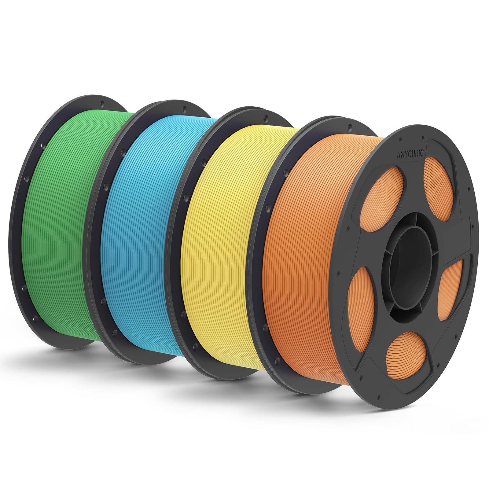 ANYCUBIC Mate Filamento PLA, Filamento PLA de Impresión 3D Bobina de 4kg | Sin Obstrucciones, Precisión Dimensional de 1,75 mm +/- 0,03 mm, 4KG, Verde + Azul cielo + Amarillo + Naranja